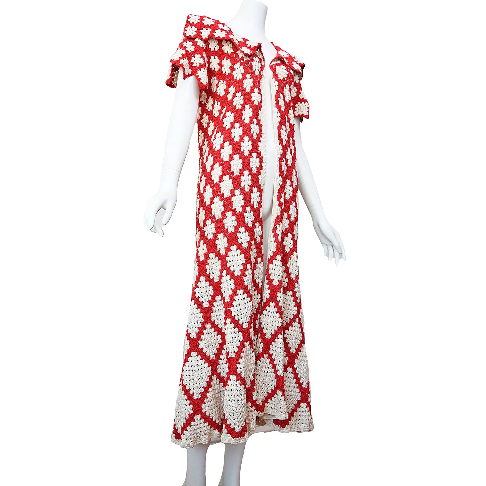 1930s Art Deco Hand-Crocheted Duster