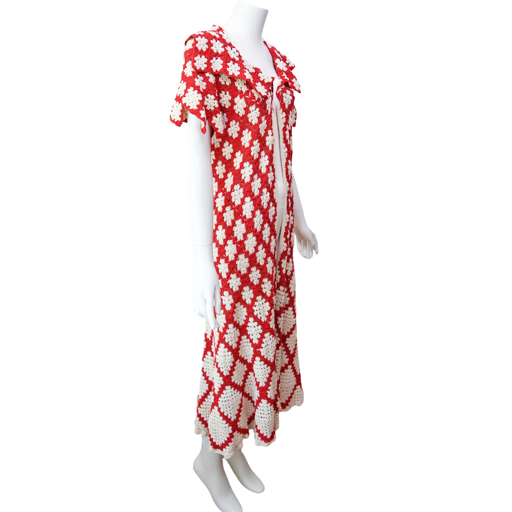 1930s Art Deco Hand-Crocheted Duster