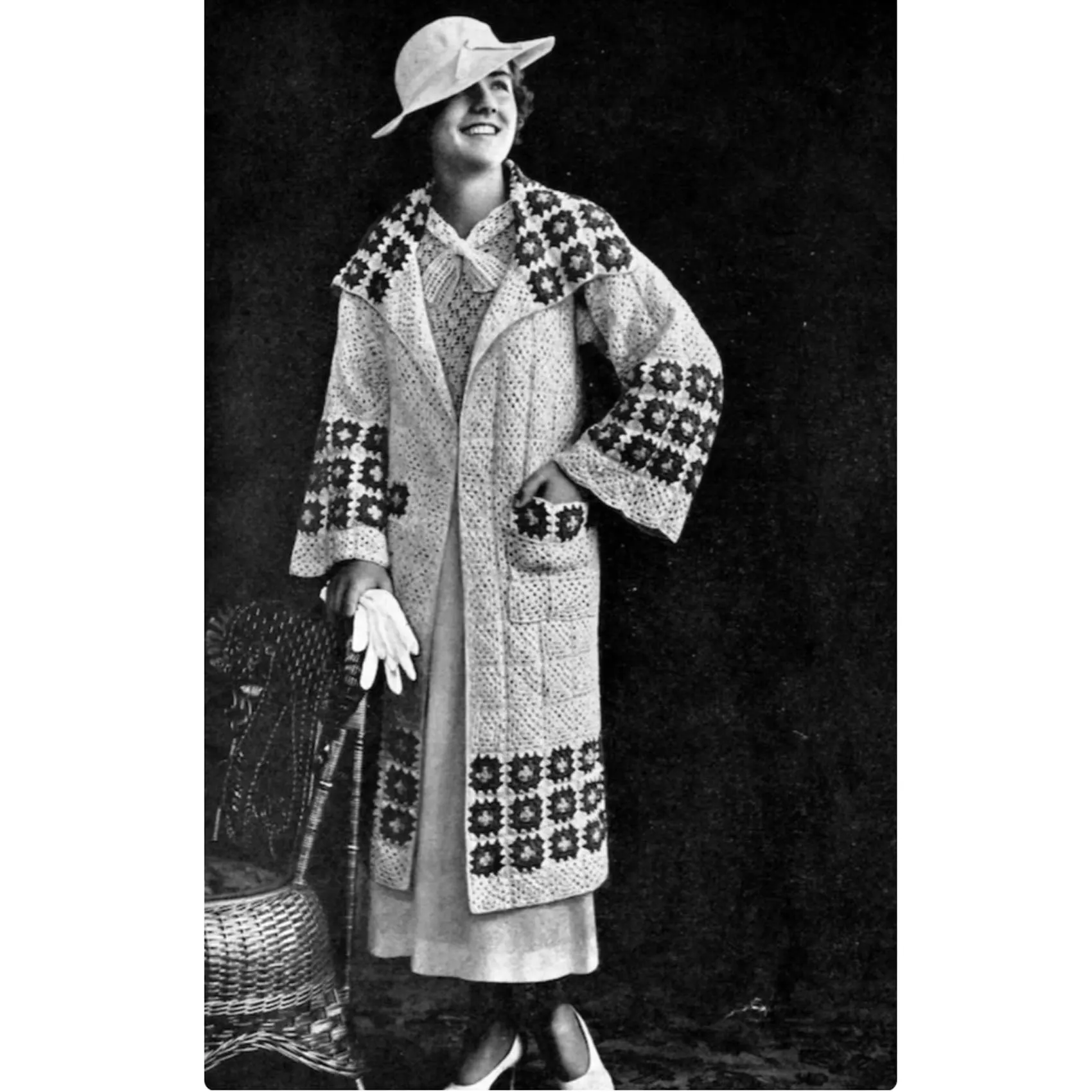 1930s Art Deco Hand-Crocheted Duster