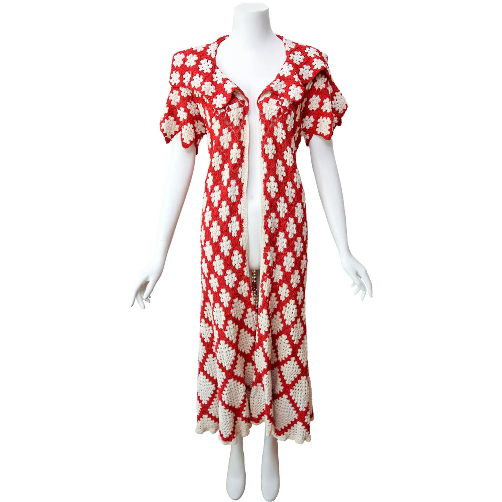 1930s Art Deco Hand-Crocheted Duster