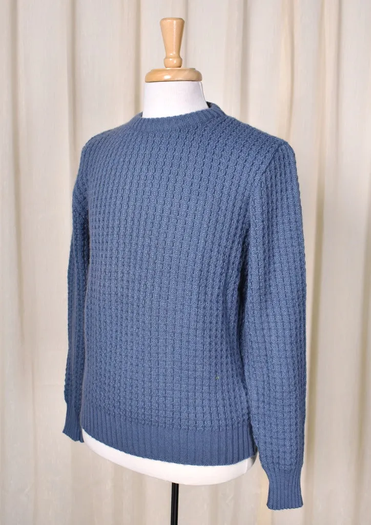 1980s Vintage Blue Textured Sweater