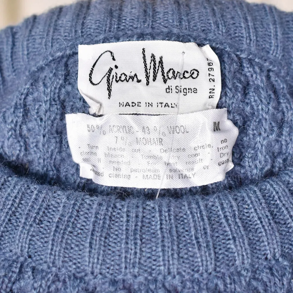 1980s Vintage Blue Textured Sweater