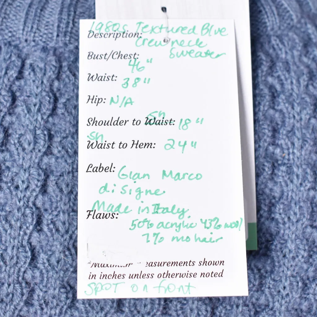 1980s Vintage Blue Textured Sweater
