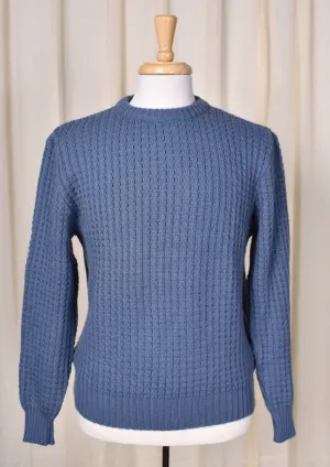 1980s Vintage Blue Textured Sweater