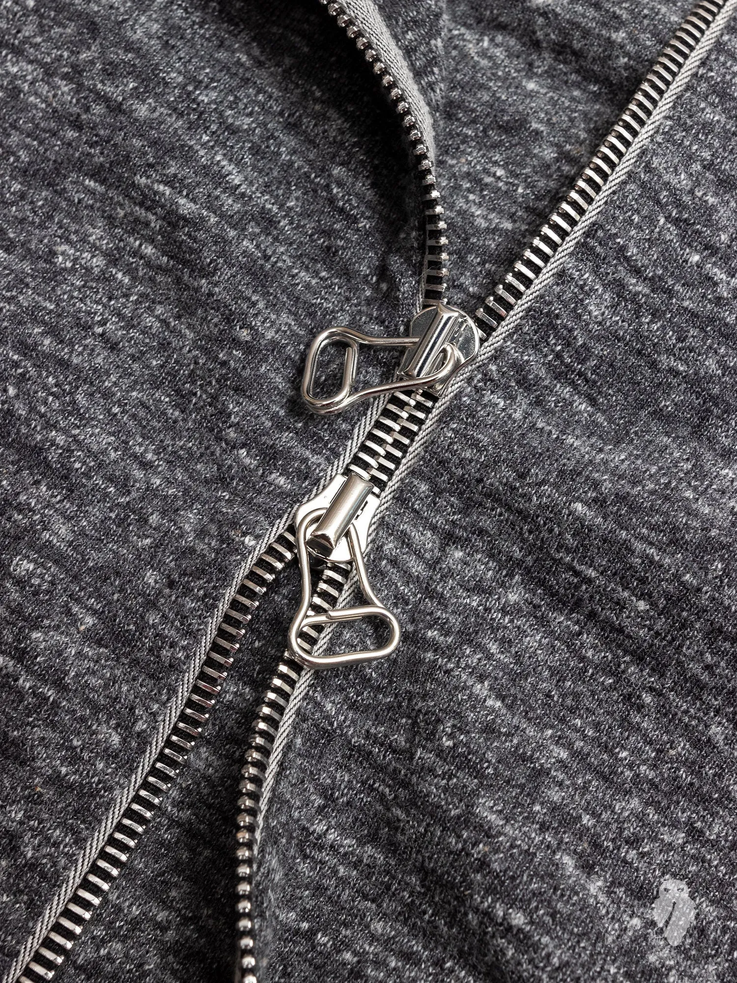 1x1 Slub Zip Hoodie in Marled Black