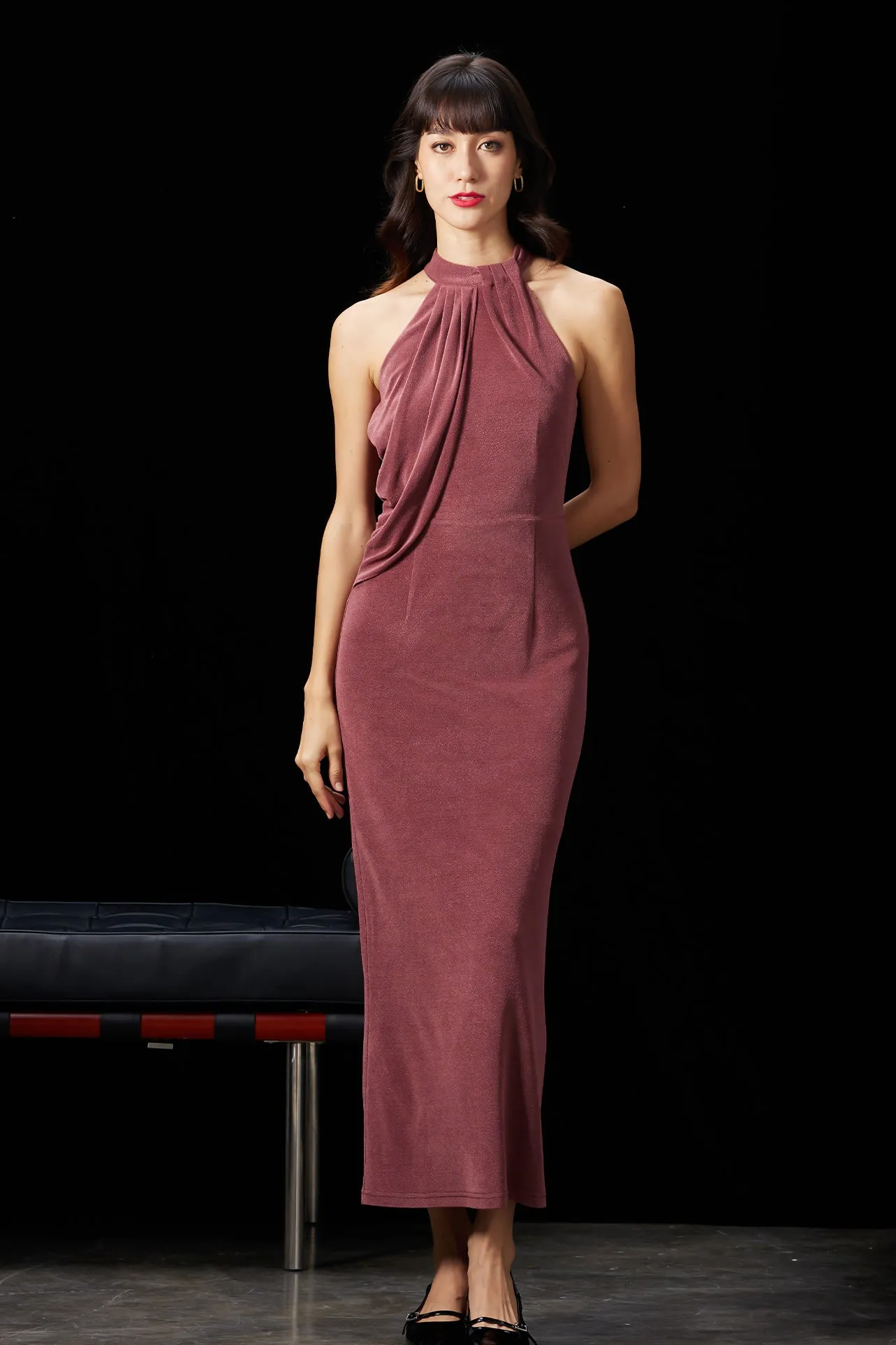 ACETATE BLEND KNITTED COCKTAIL DRESS