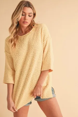 Aemi   Co Side Slit Ribbed Hem Round Neck Sweater