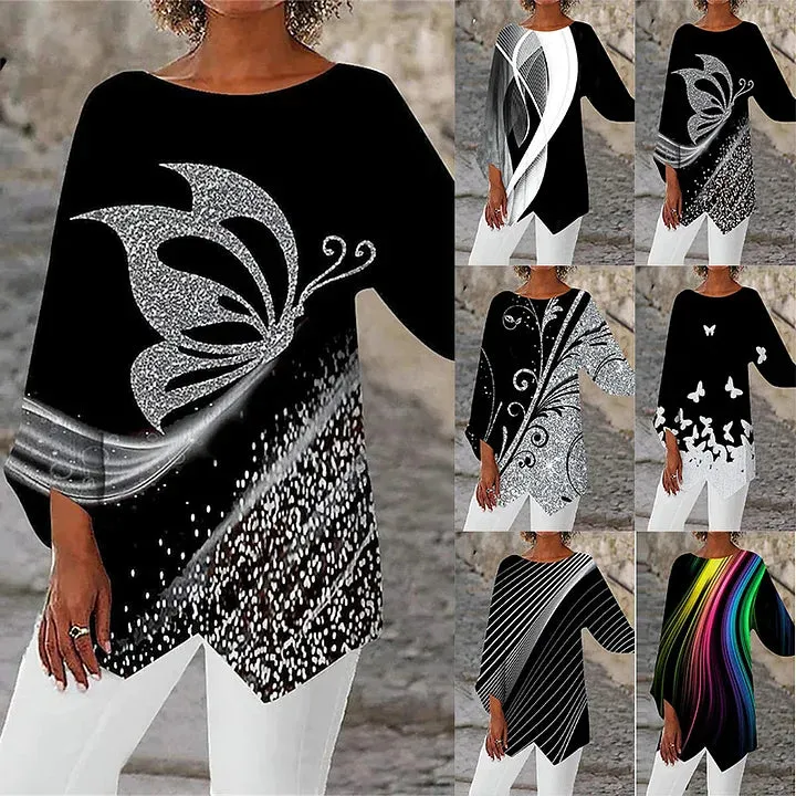 Aiyana | Round Neck And Long Sleeve Printed Shirt