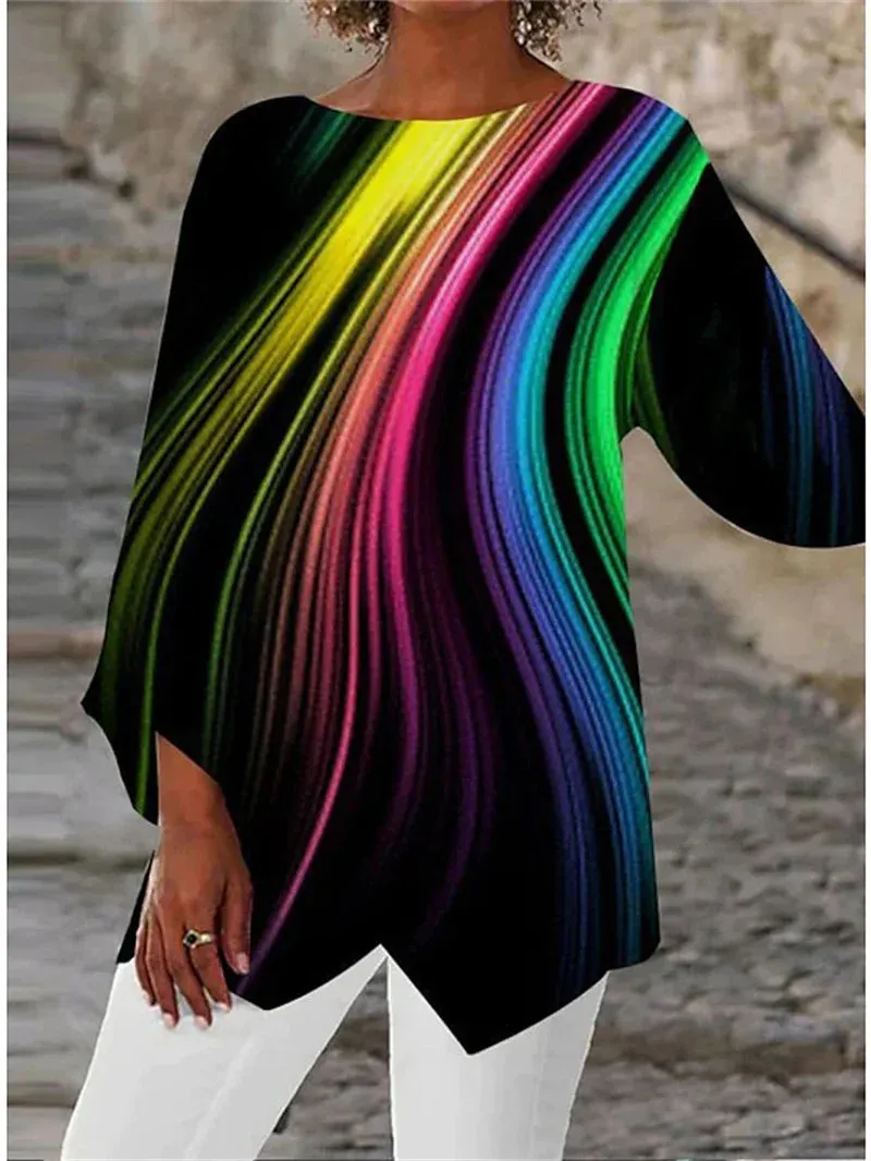 Aiyana | Round Neck And Long Sleeve Printed Shirt