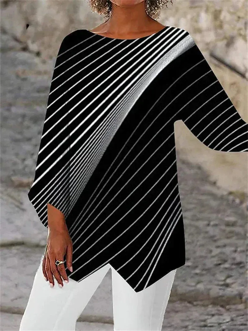 Aiyana | Round Neck And Long Sleeve Printed Shirt