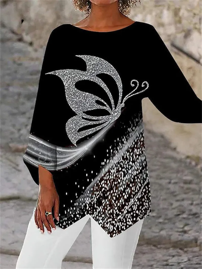 Aiyana | Round Neck And Long Sleeve Printed Shirt