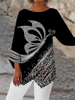 Aiyana | Round Neck And Long Sleeve Printed Shirt