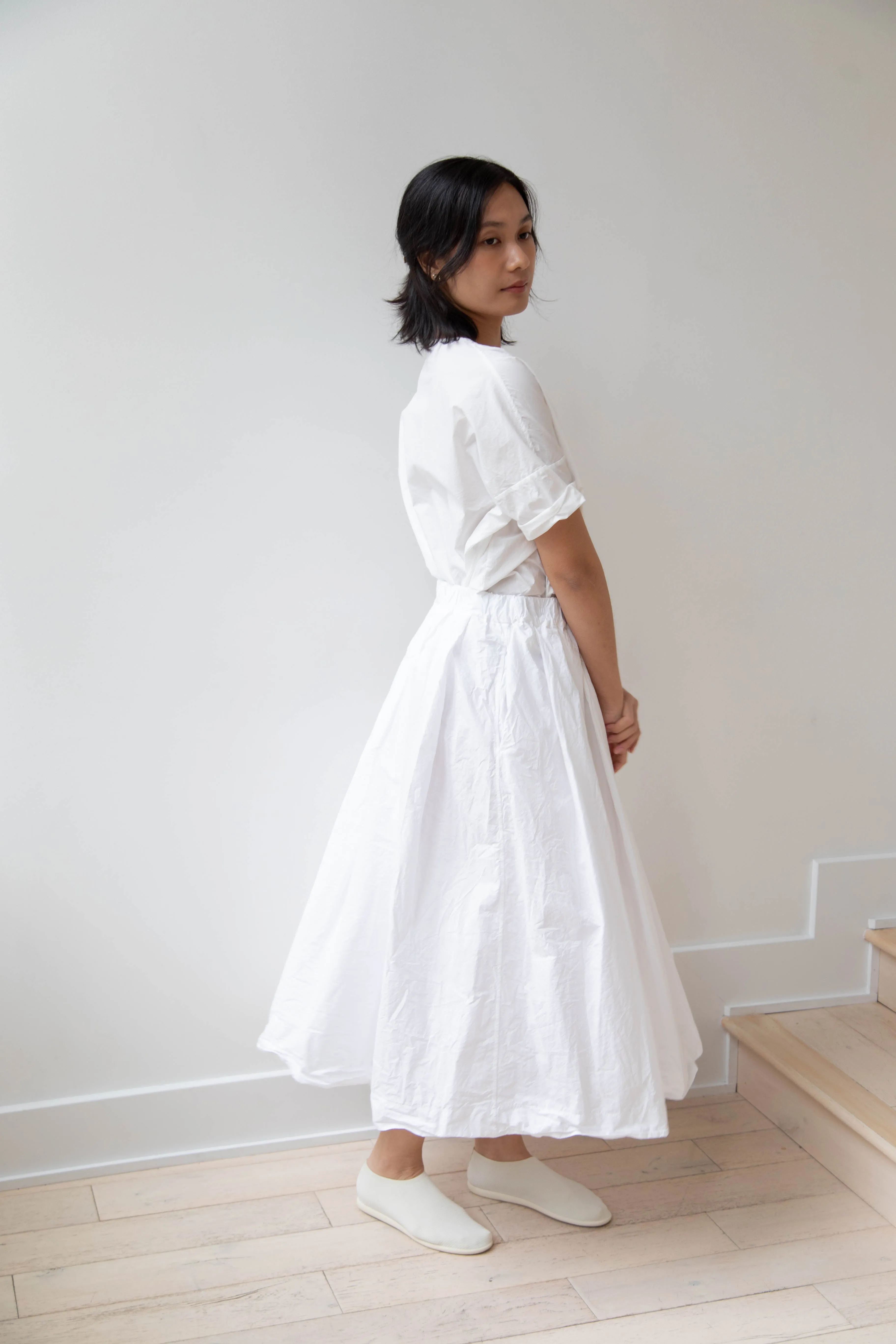Album di Famiglia | Pleated Long Skirt TC in Milk