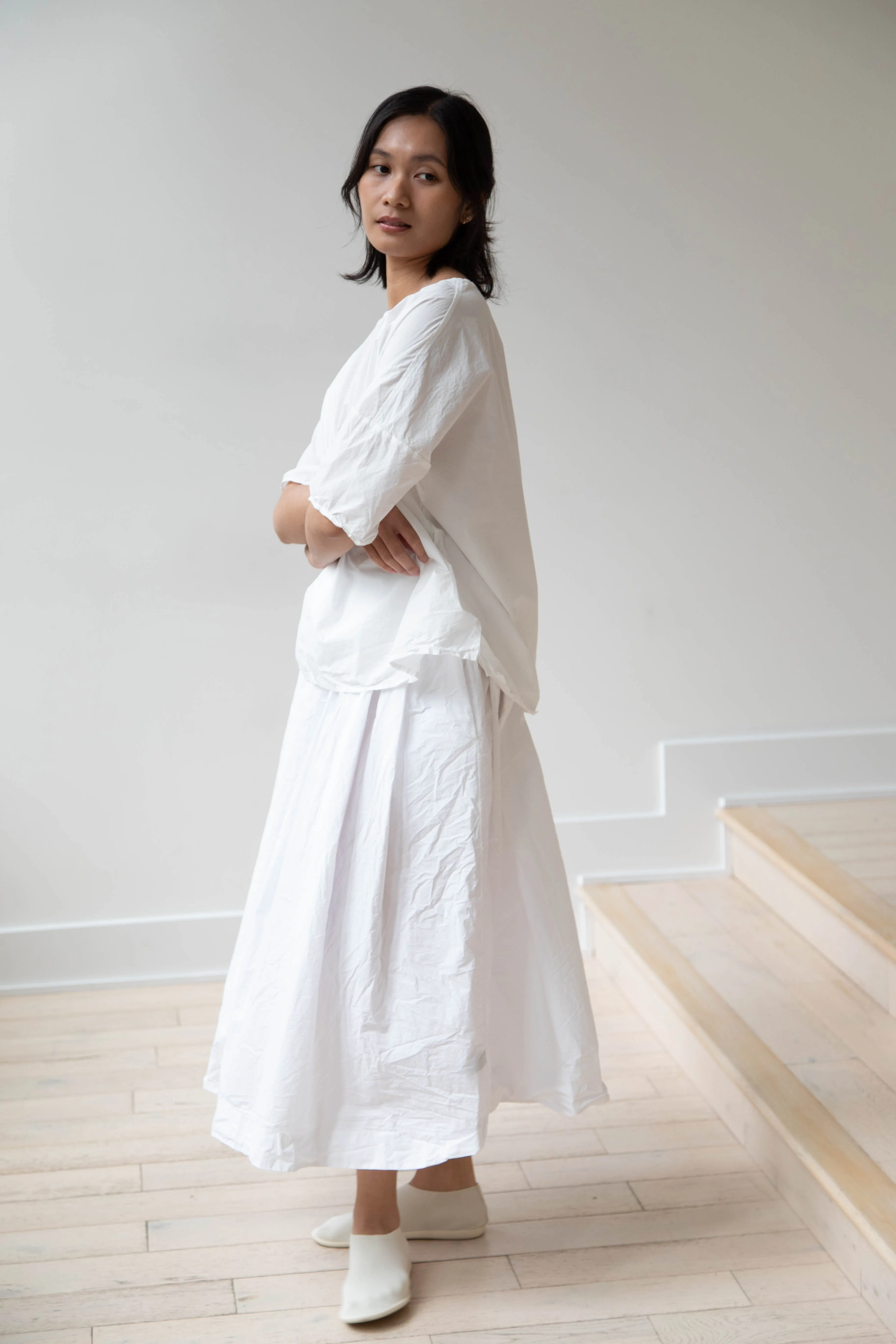 Album di Famiglia | Pleated Long Skirt TC in Milk