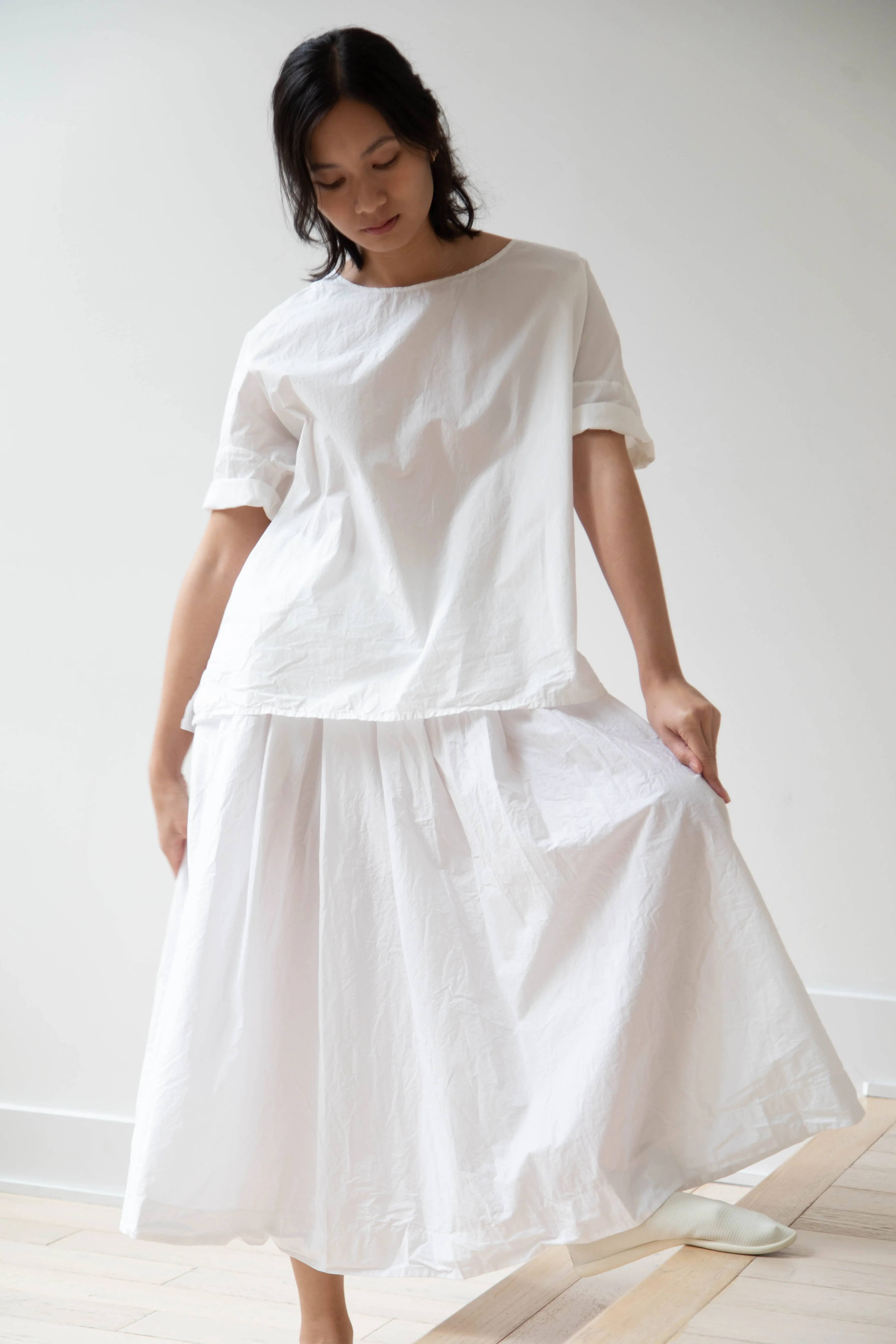 Album di Famiglia | Pleated Long Skirt TC in Milk