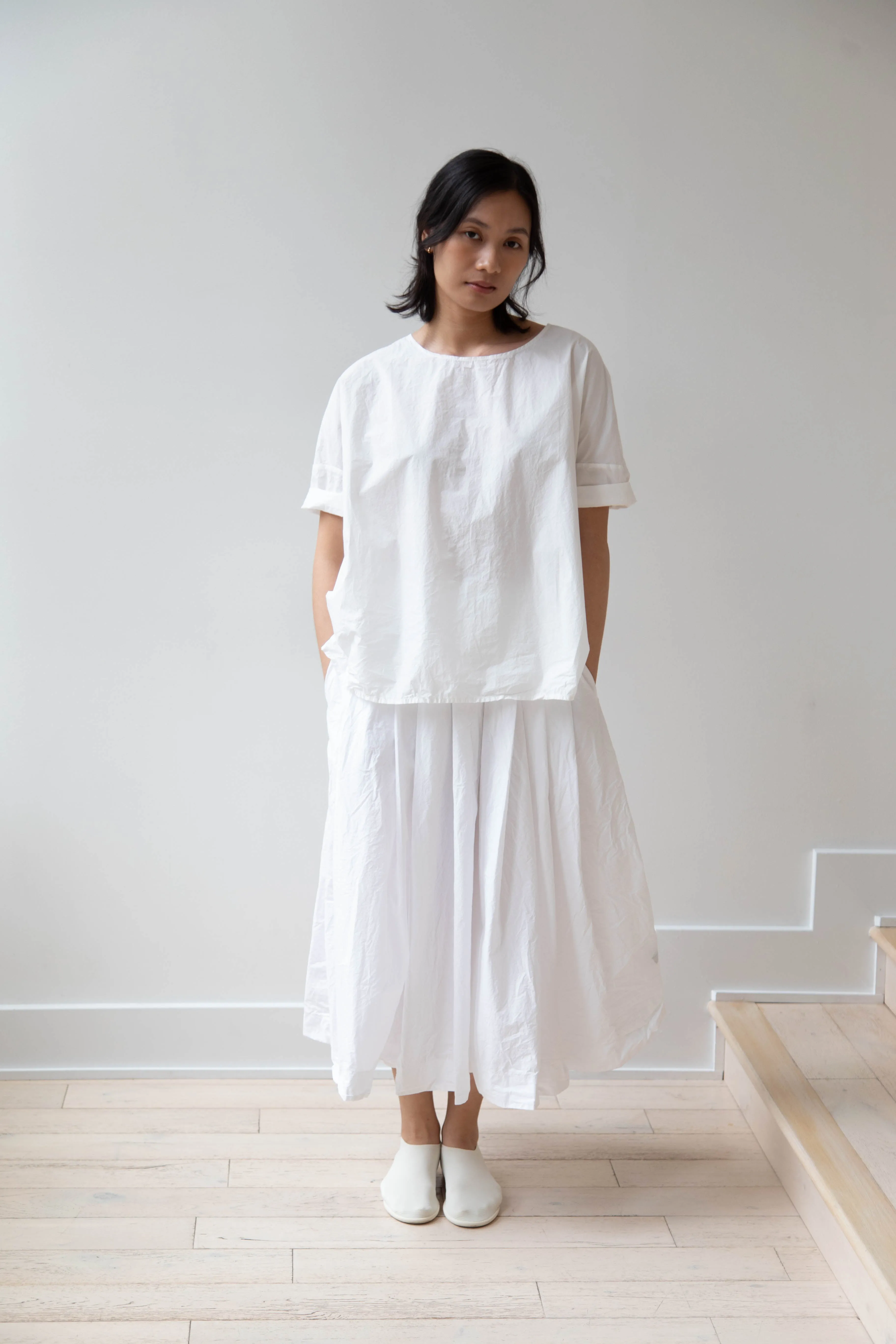 Album di Famiglia | Pleated Long Skirt TC in Milk