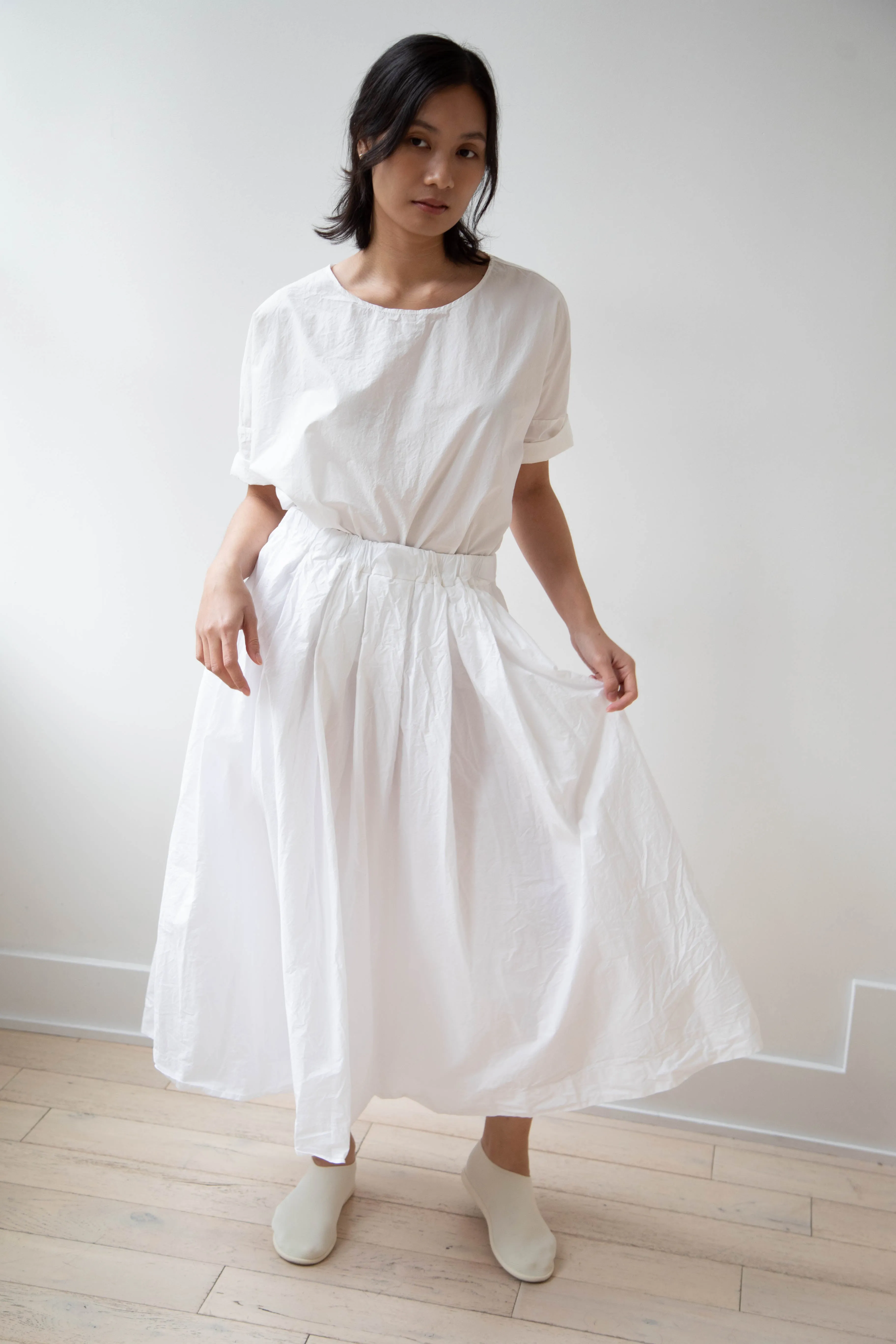 Album di Famiglia | Pleated Long Skirt TC in Milk