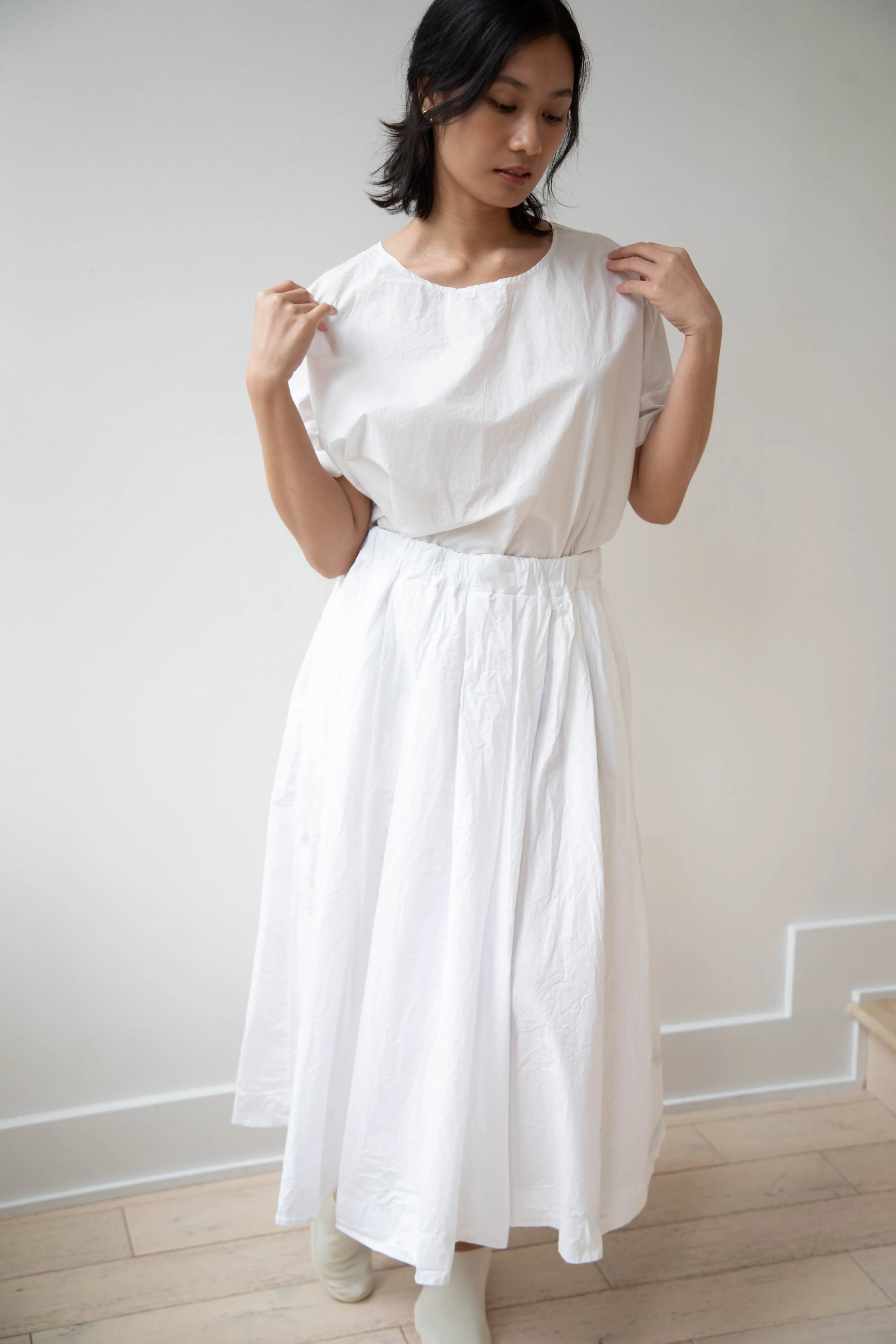Album di Famiglia | Pleated Long Skirt TC in Milk