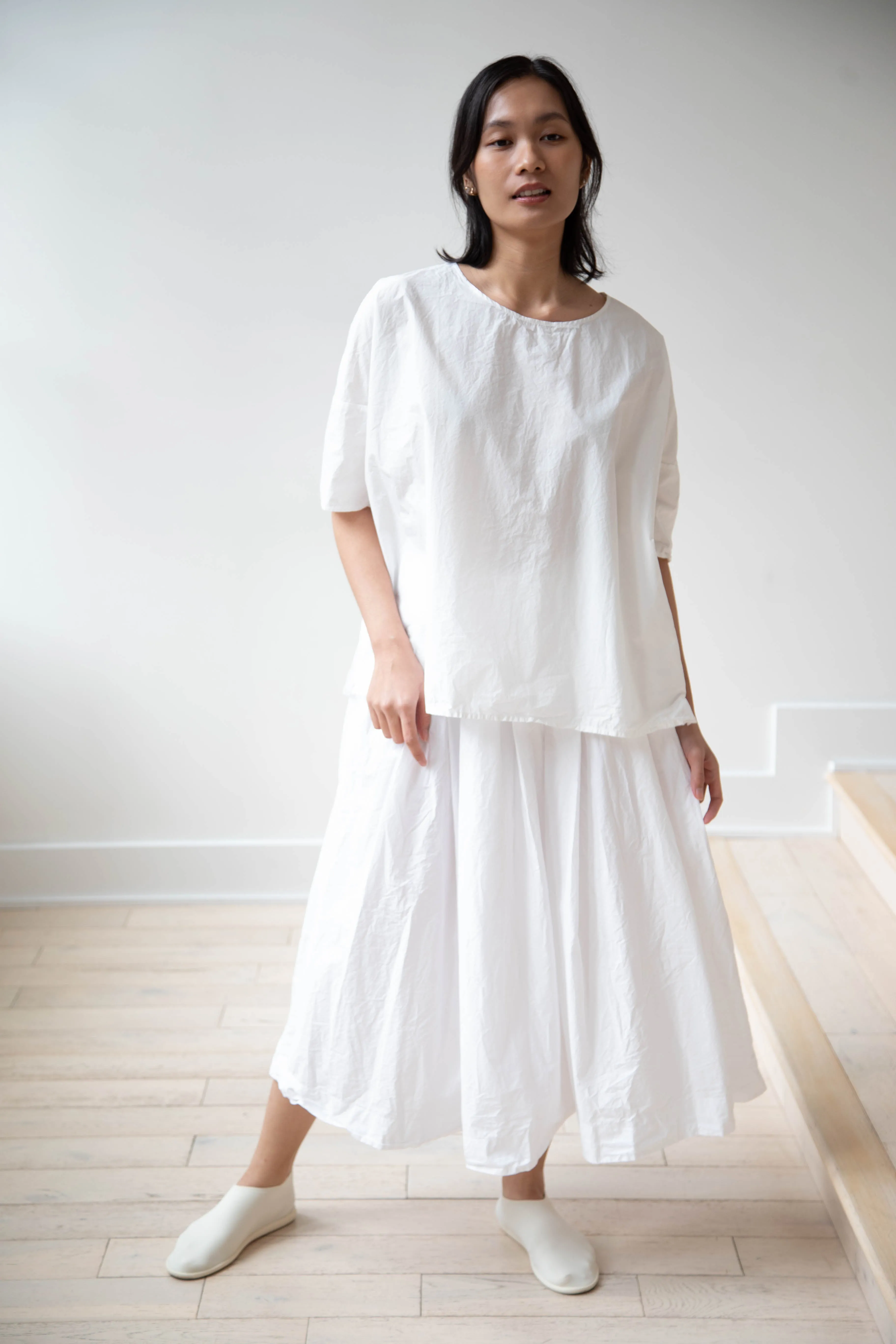 Album di Famiglia | Pleated Long Skirt TC in Milk