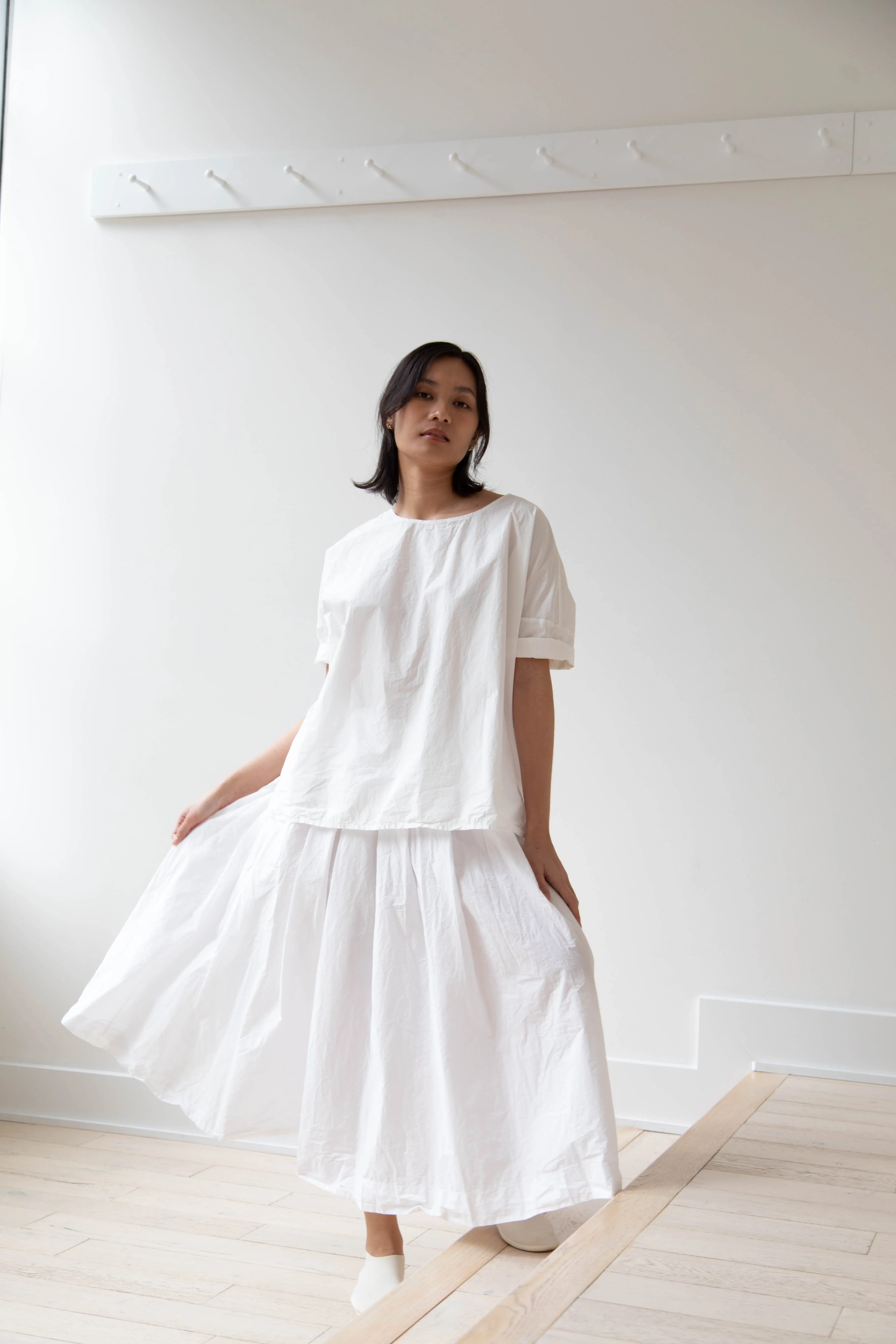 Album di Famiglia | Pleated Long Skirt TC in Milk