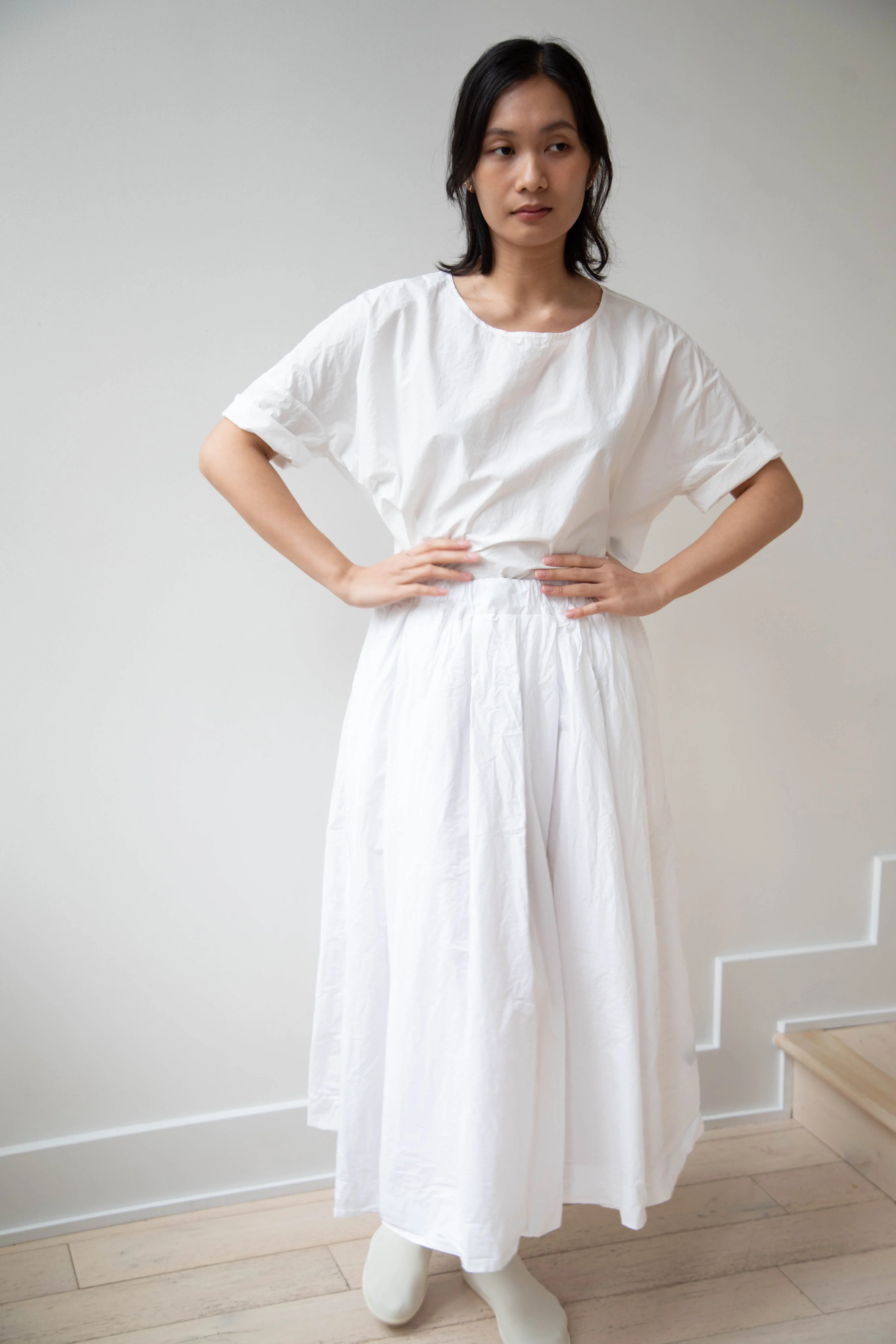 Album di Famiglia | Pleated Long Skirt TC in Milk