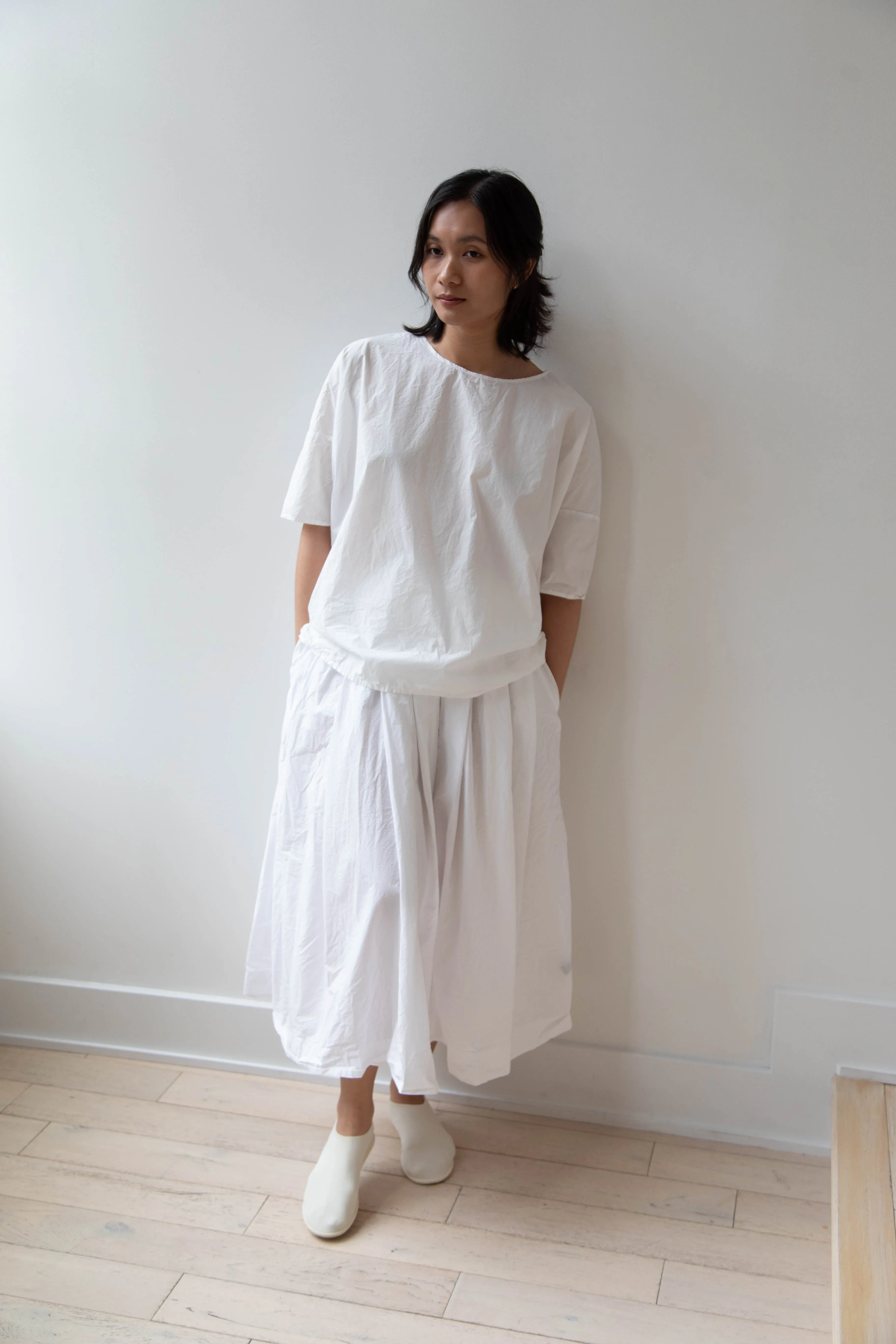 Album di Famiglia | Pleated Long Skirt TC in Milk