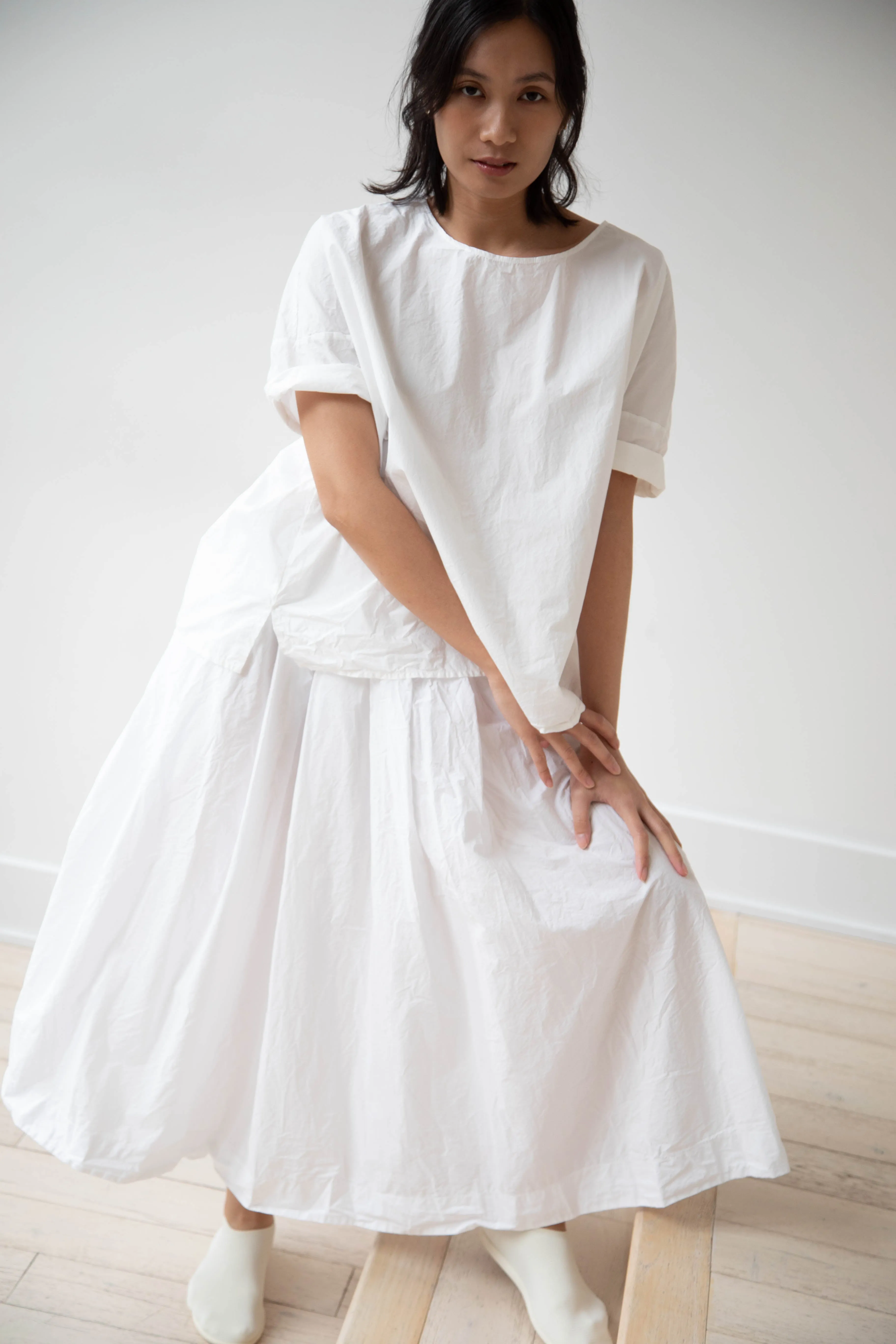 Album di Famiglia | Pleated Long Skirt TC in Milk