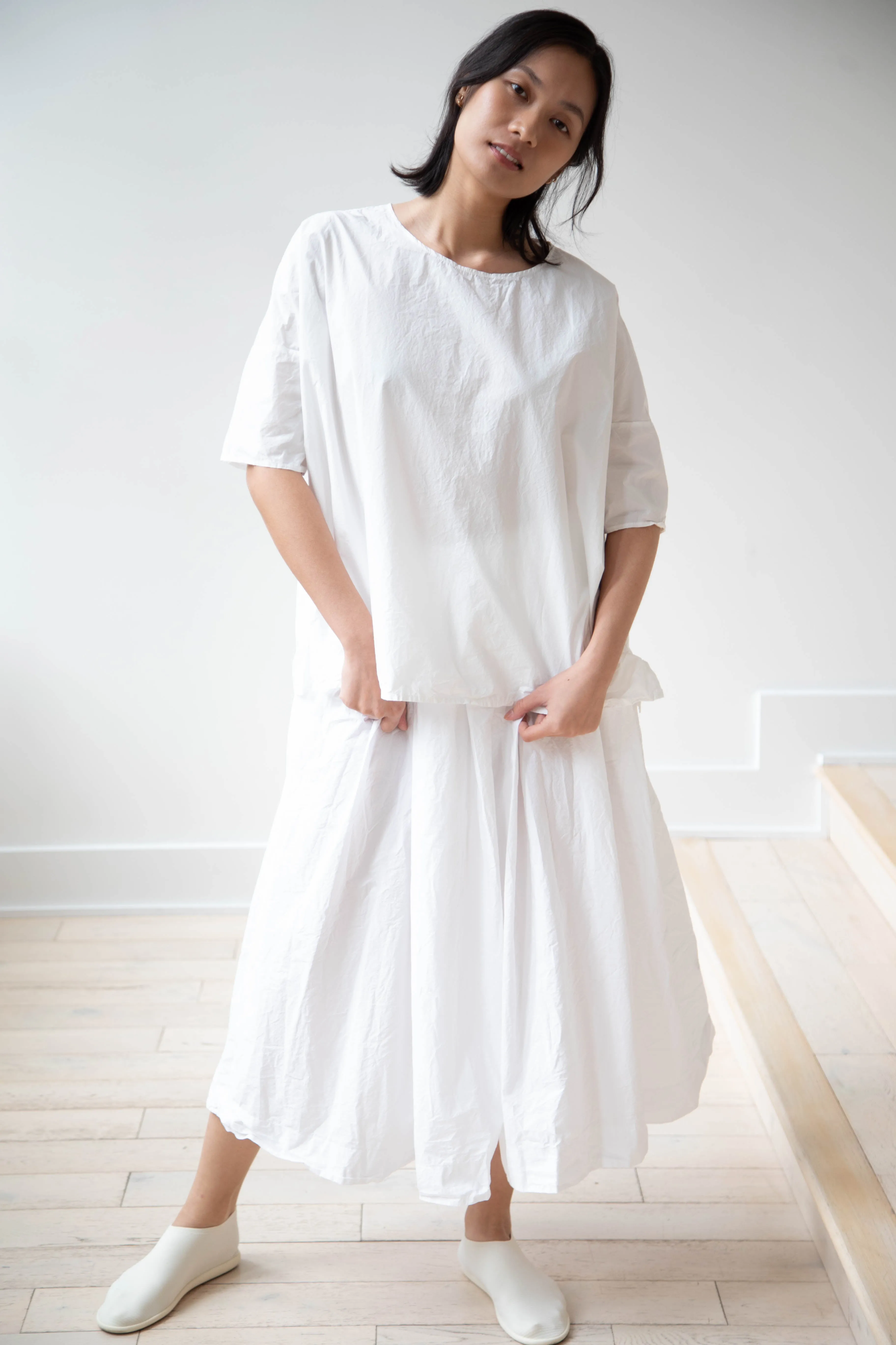 Album di Famiglia | Pleated Long Skirt TC in Milk
