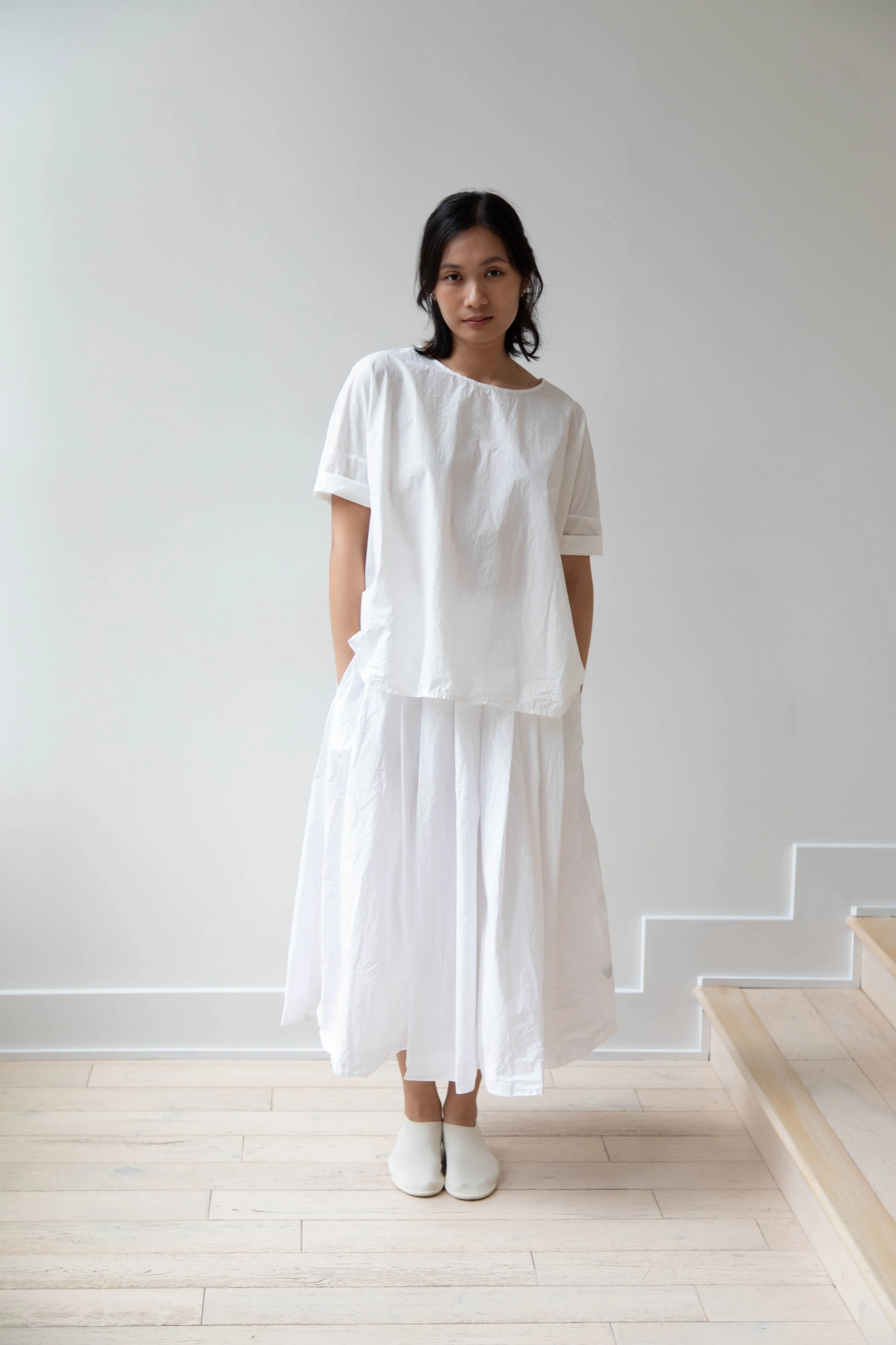 Album di Famiglia | Pleated Long Skirt TC in Milk