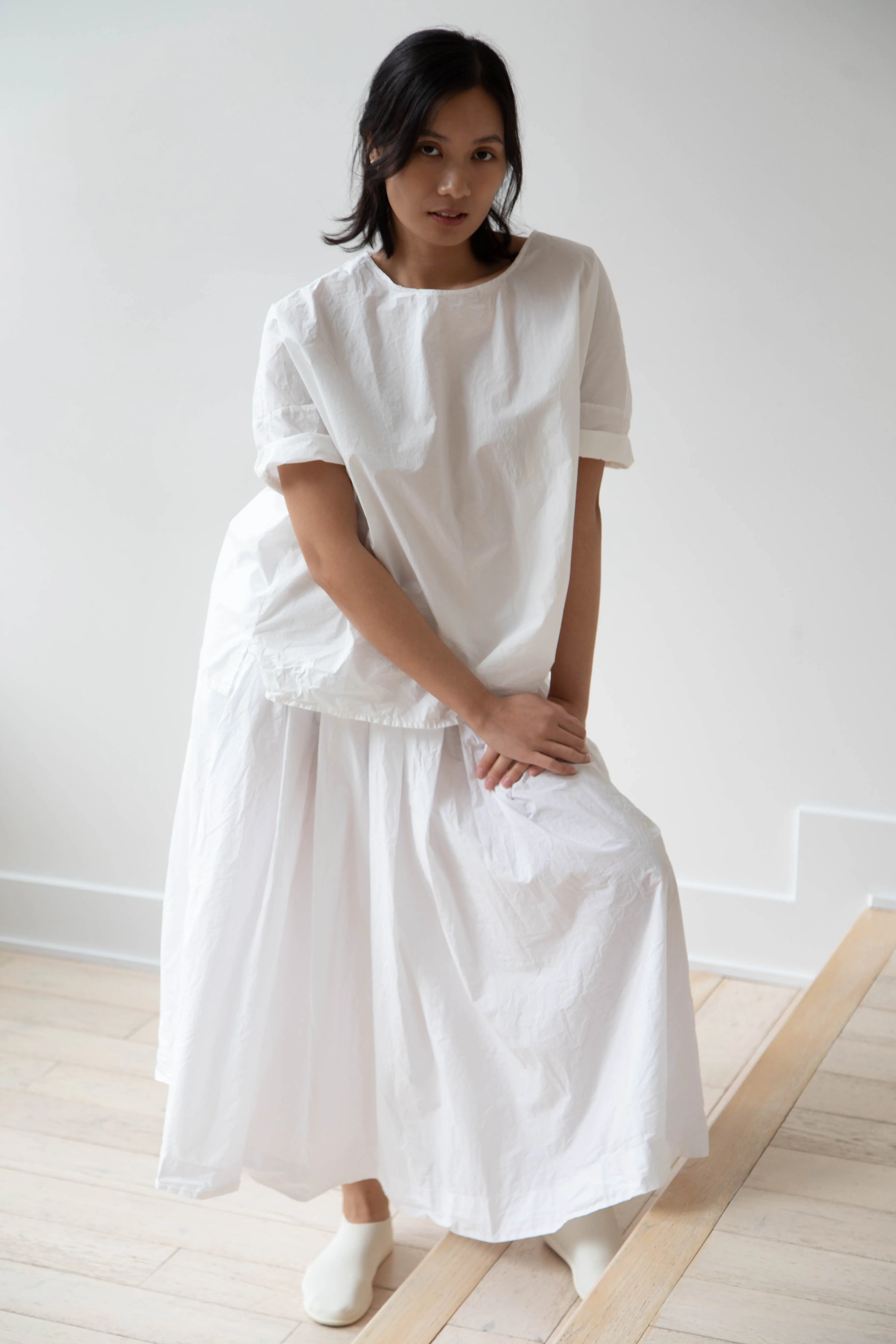 Album di Famiglia | Pleated Long Skirt TC in Milk