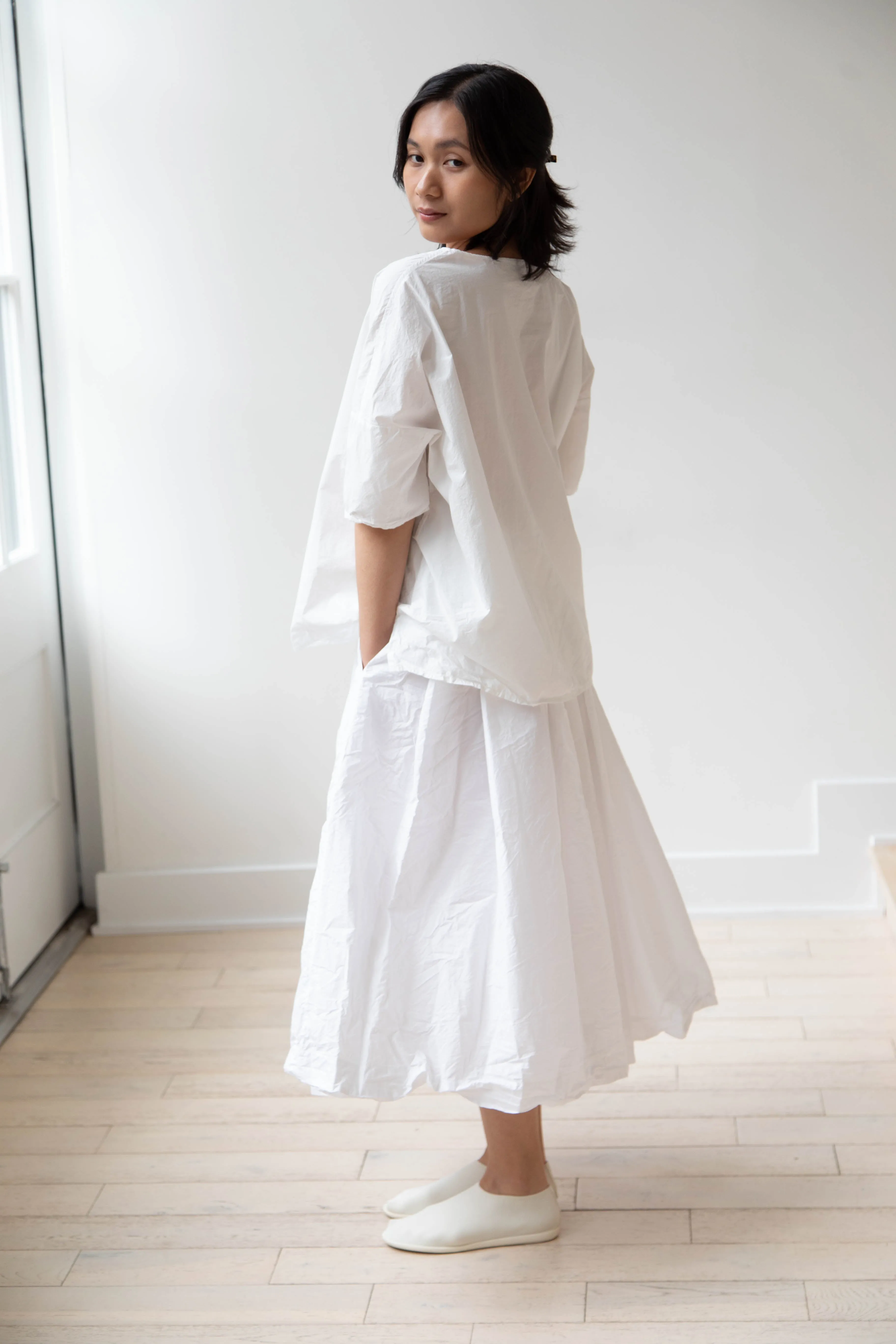 Album di Famiglia | Pleated Long Skirt TC in Milk
