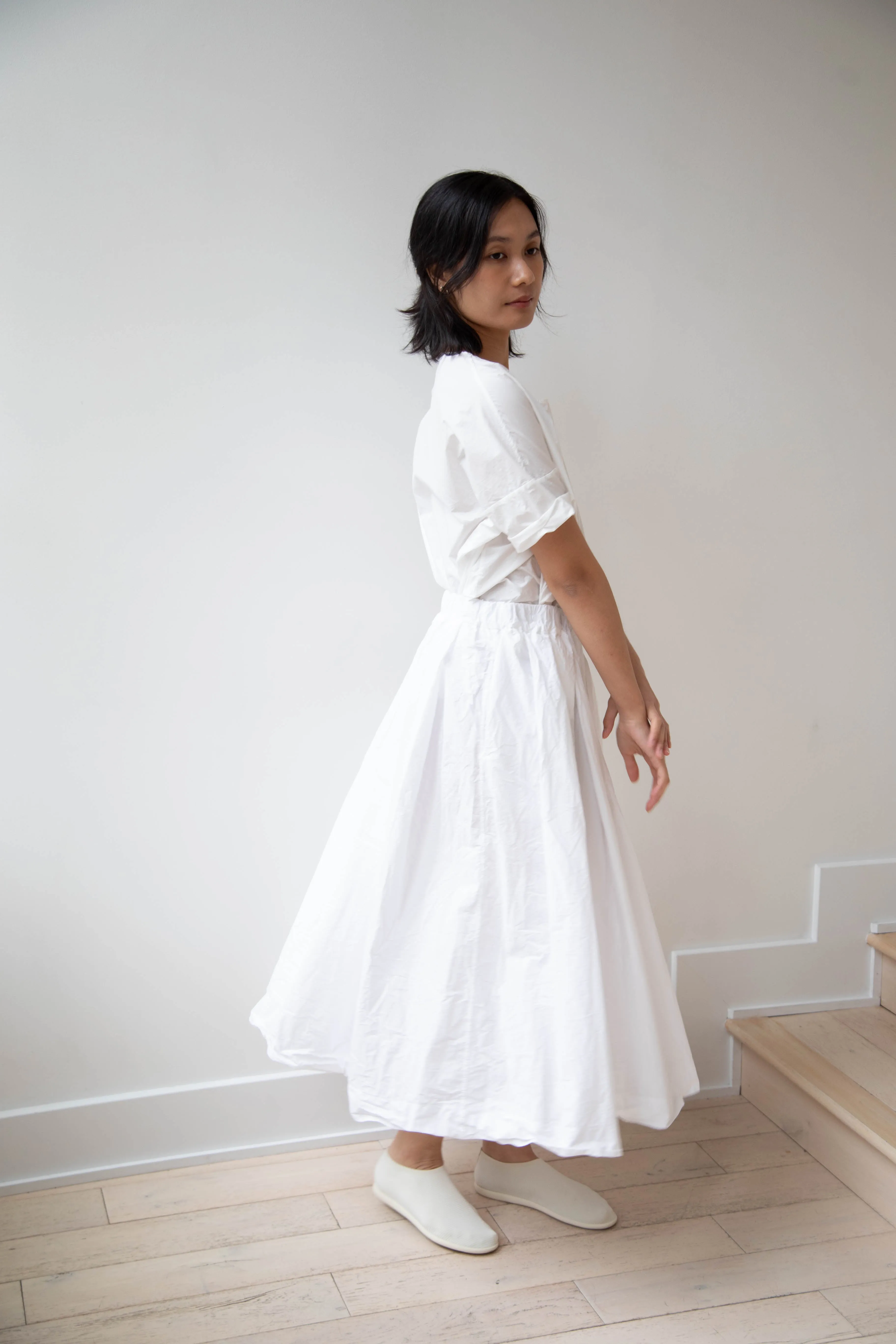 Album di Famiglia | Pleated Long Skirt TC in Milk