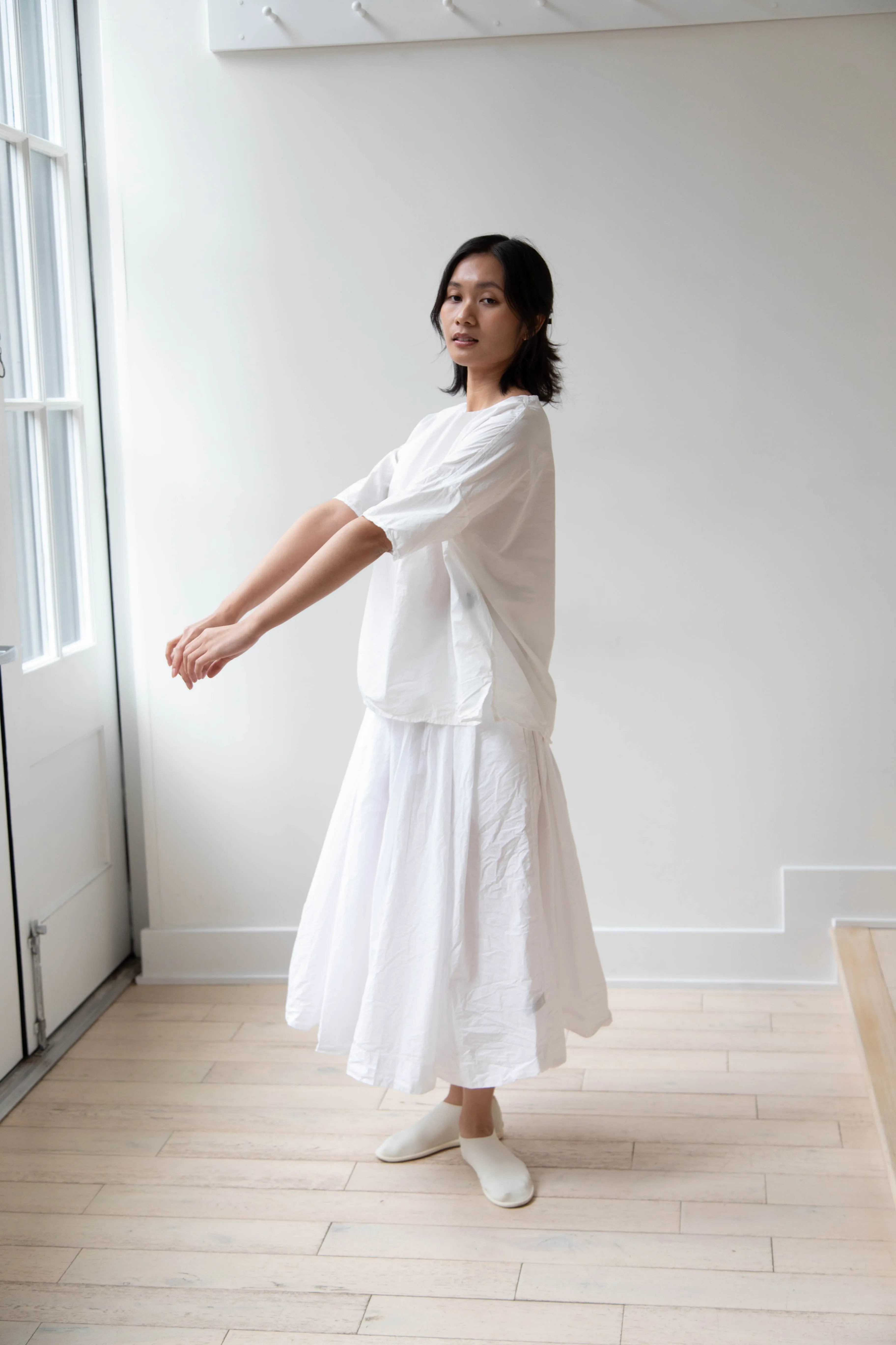 Album di Famiglia | Pleated Long Skirt TC in Milk
