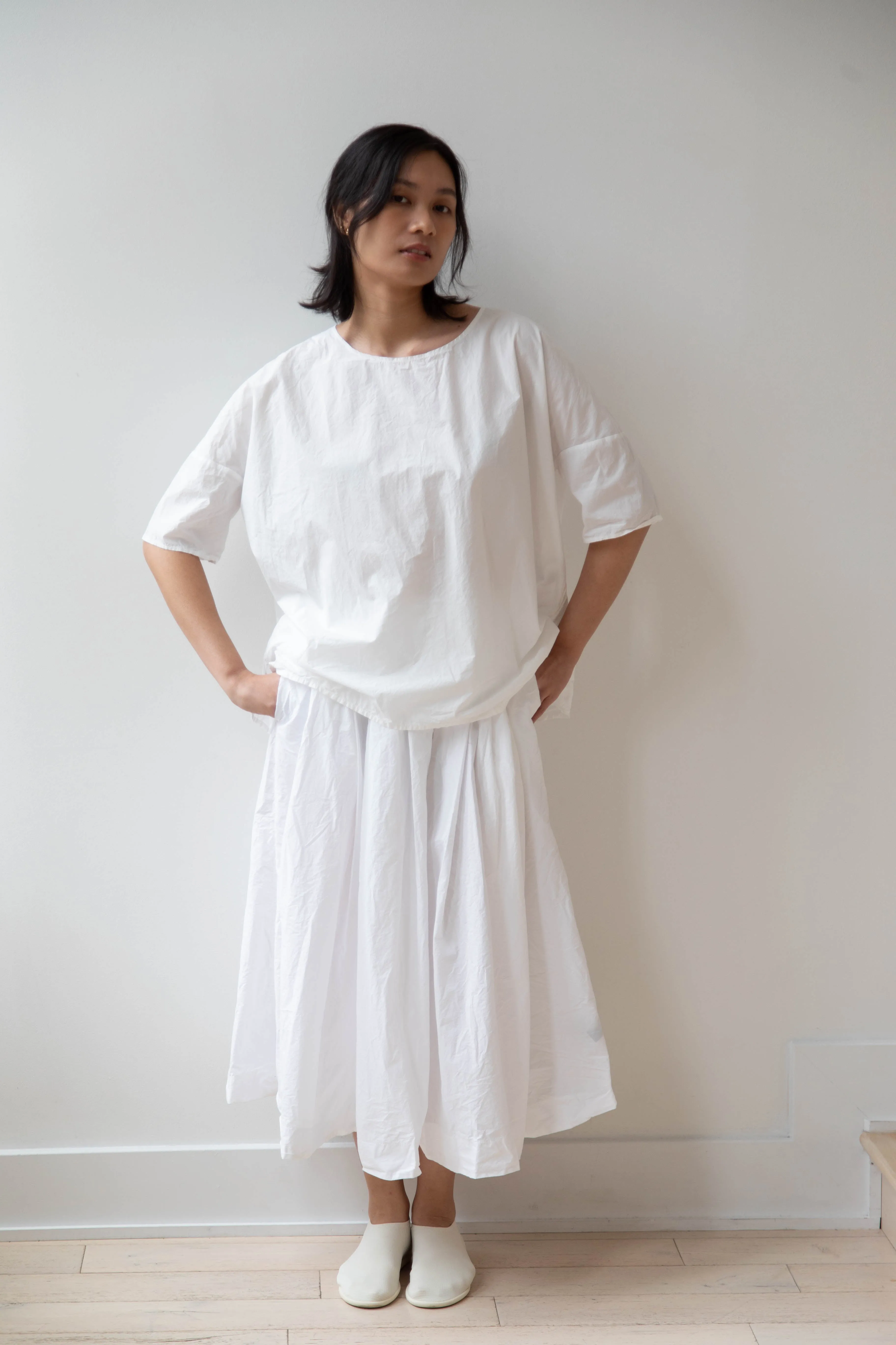 Album di Famiglia | Pleated Long Skirt TC in Milk