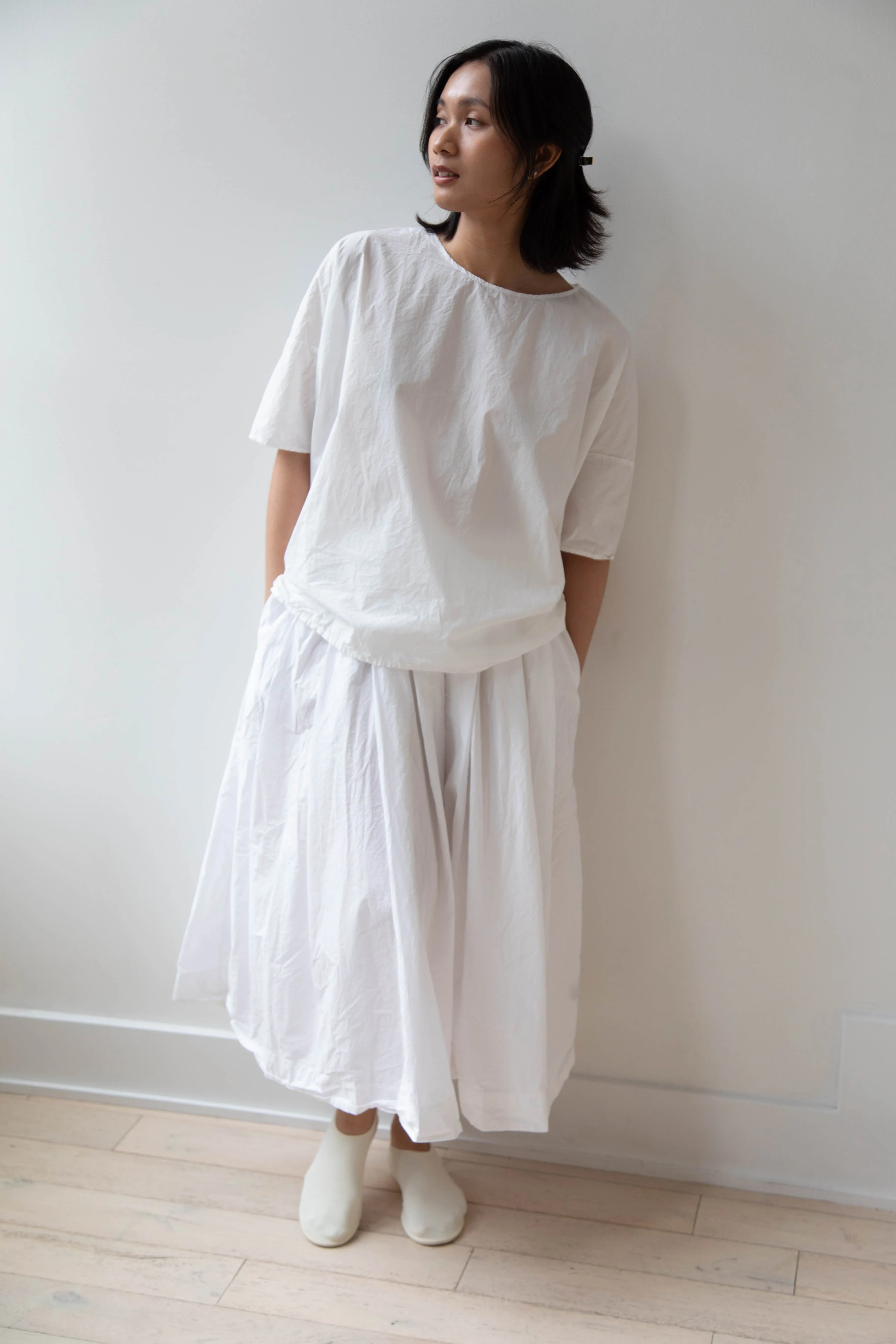 Album di Famiglia | Pleated Long Skirt TC in Milk