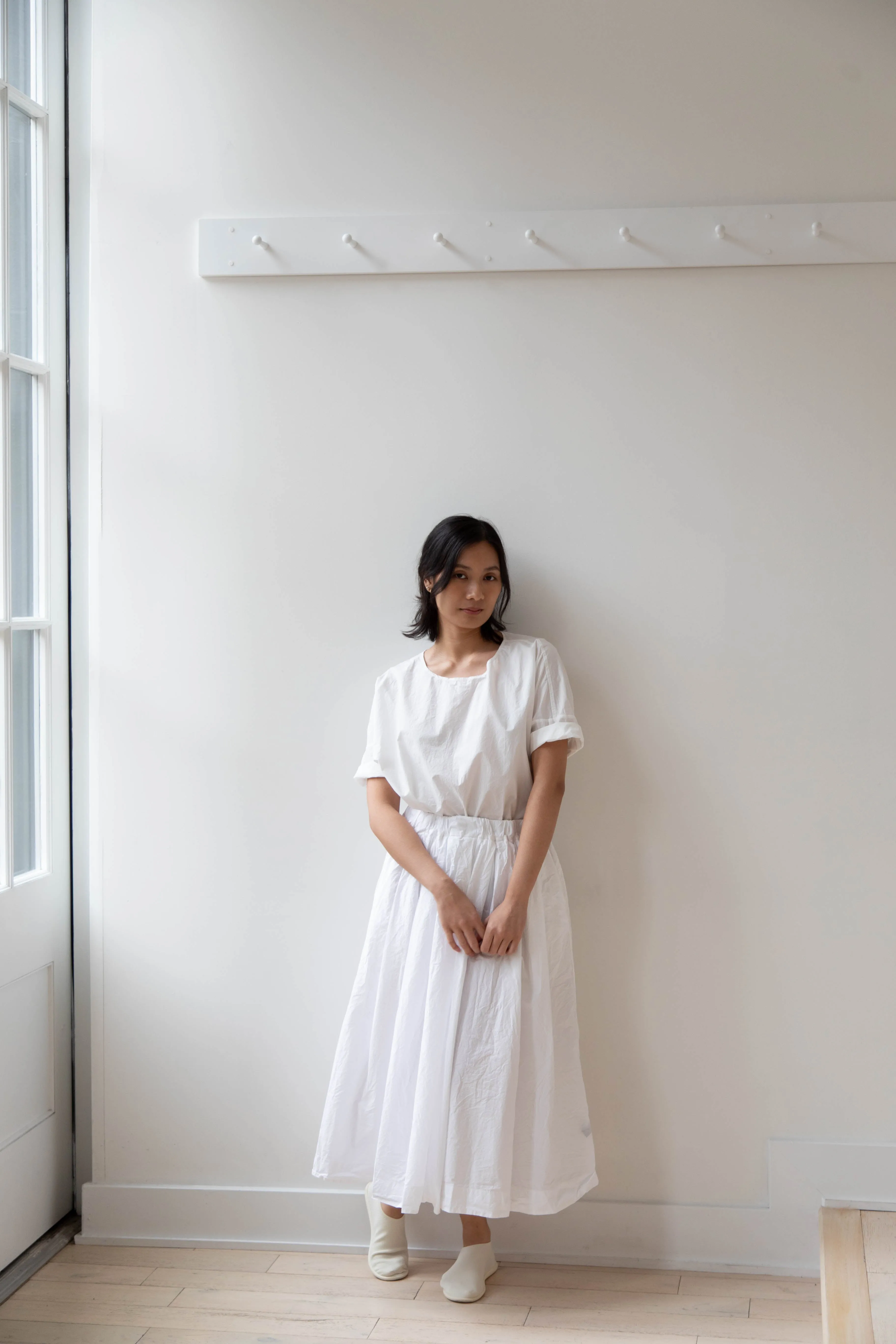 Album di Famiglia | Pleated Long Skirt TC in Milk
