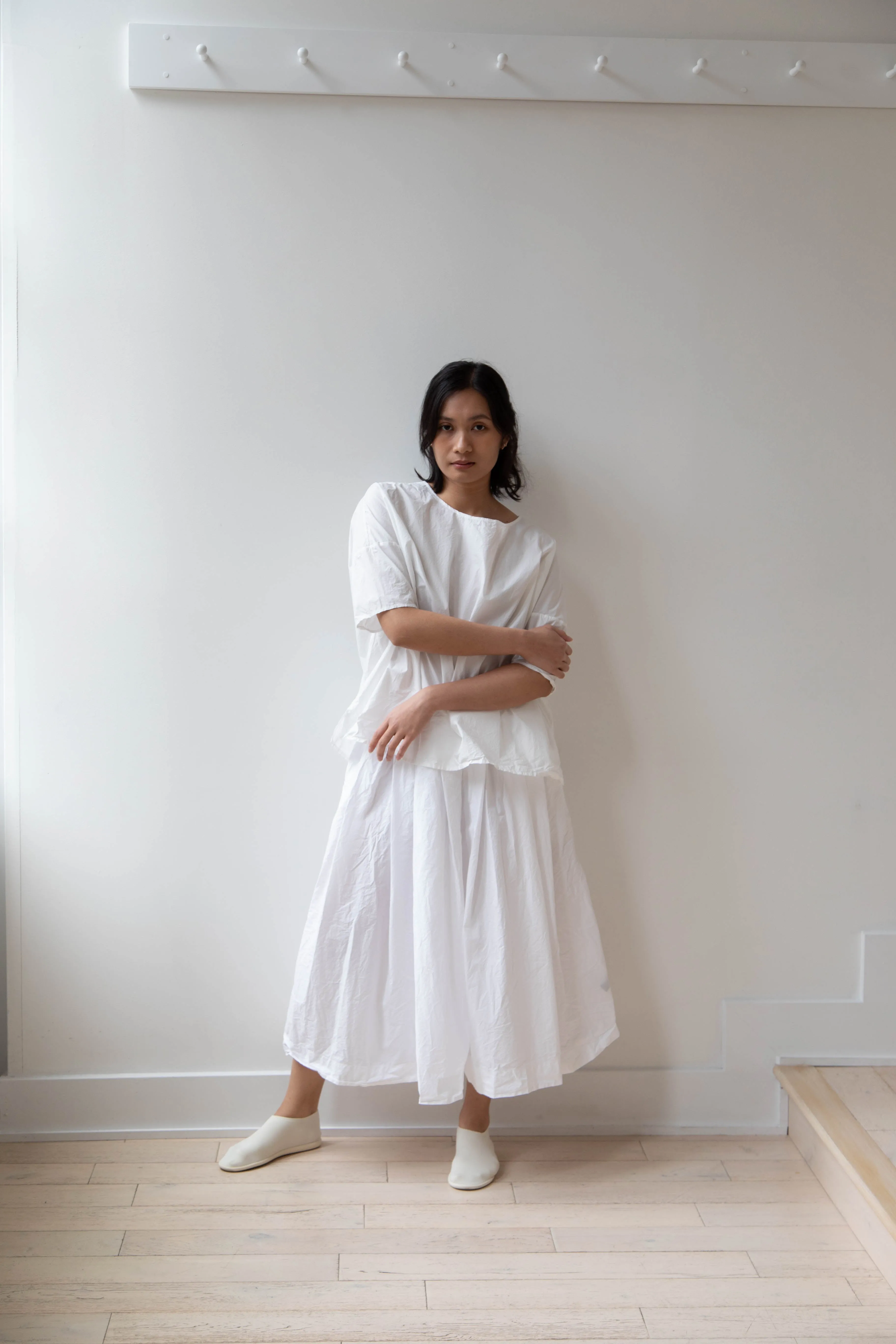 Album di Famiglia | Pleated Long Skirt TC in Milk