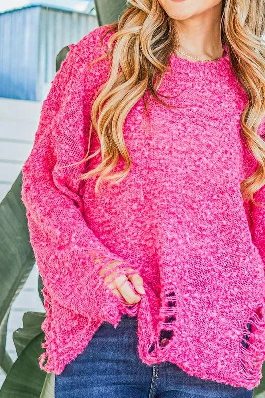 And The Why Distressed And Textured Pullover Sweater