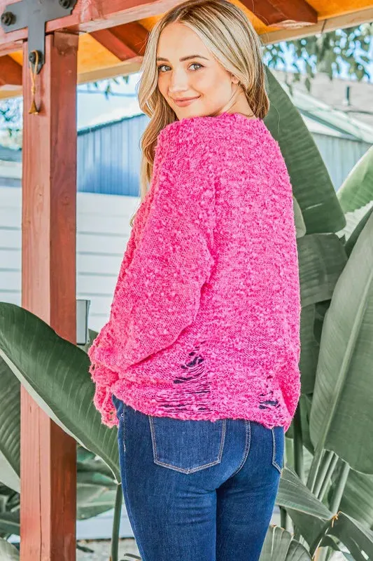 And The Why Distressed And Textured Pullover Sweater