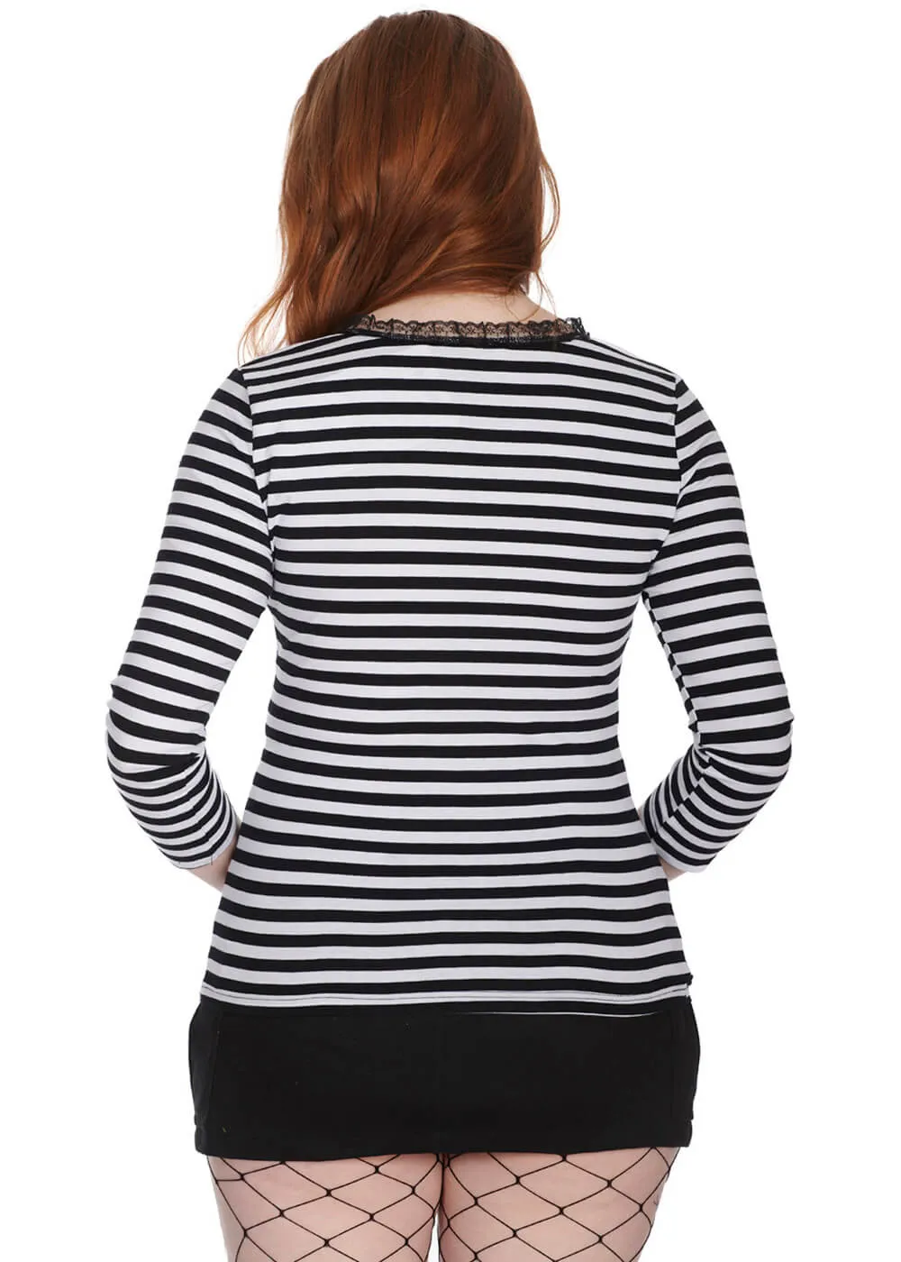 Banned Fade Into You Striped Top Black White
