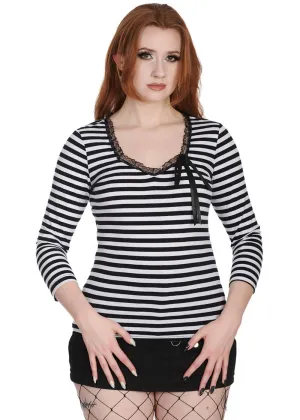 Banned Fade Into You Striped Top Black White