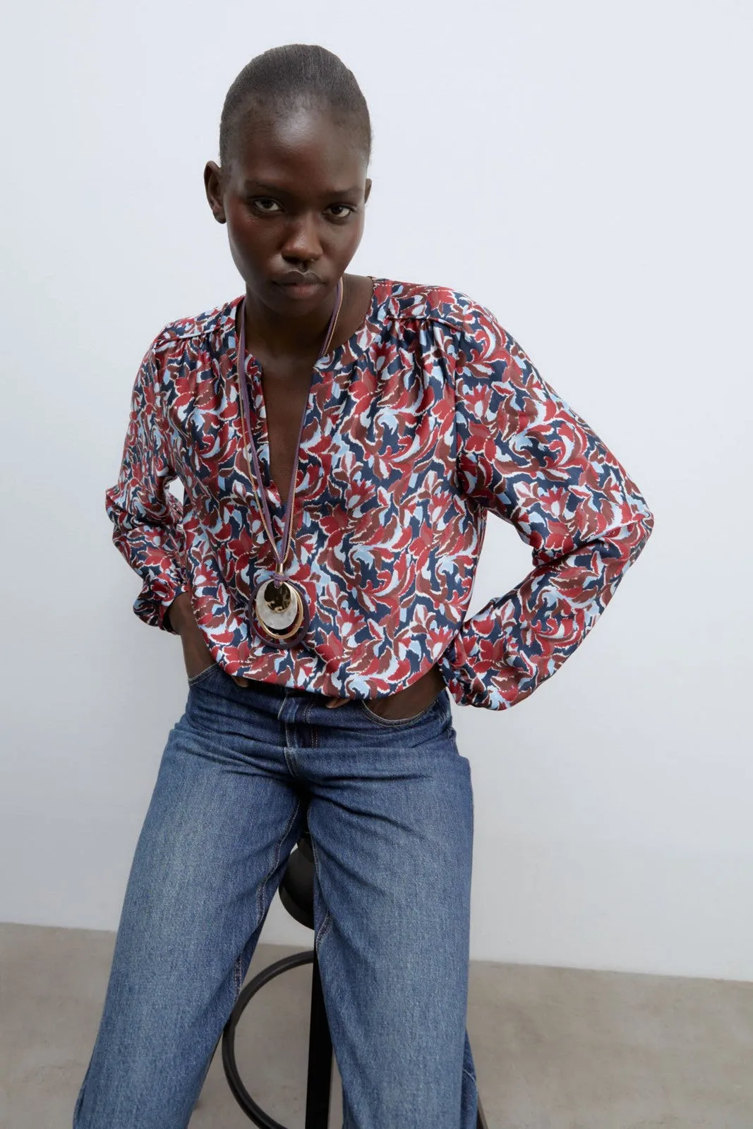 Basic long-sleeved top - Blue Acid