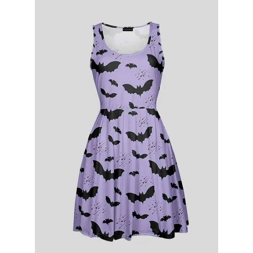 Bat Pattern Skater Pastel Goth Dress for a Whimsical Look
