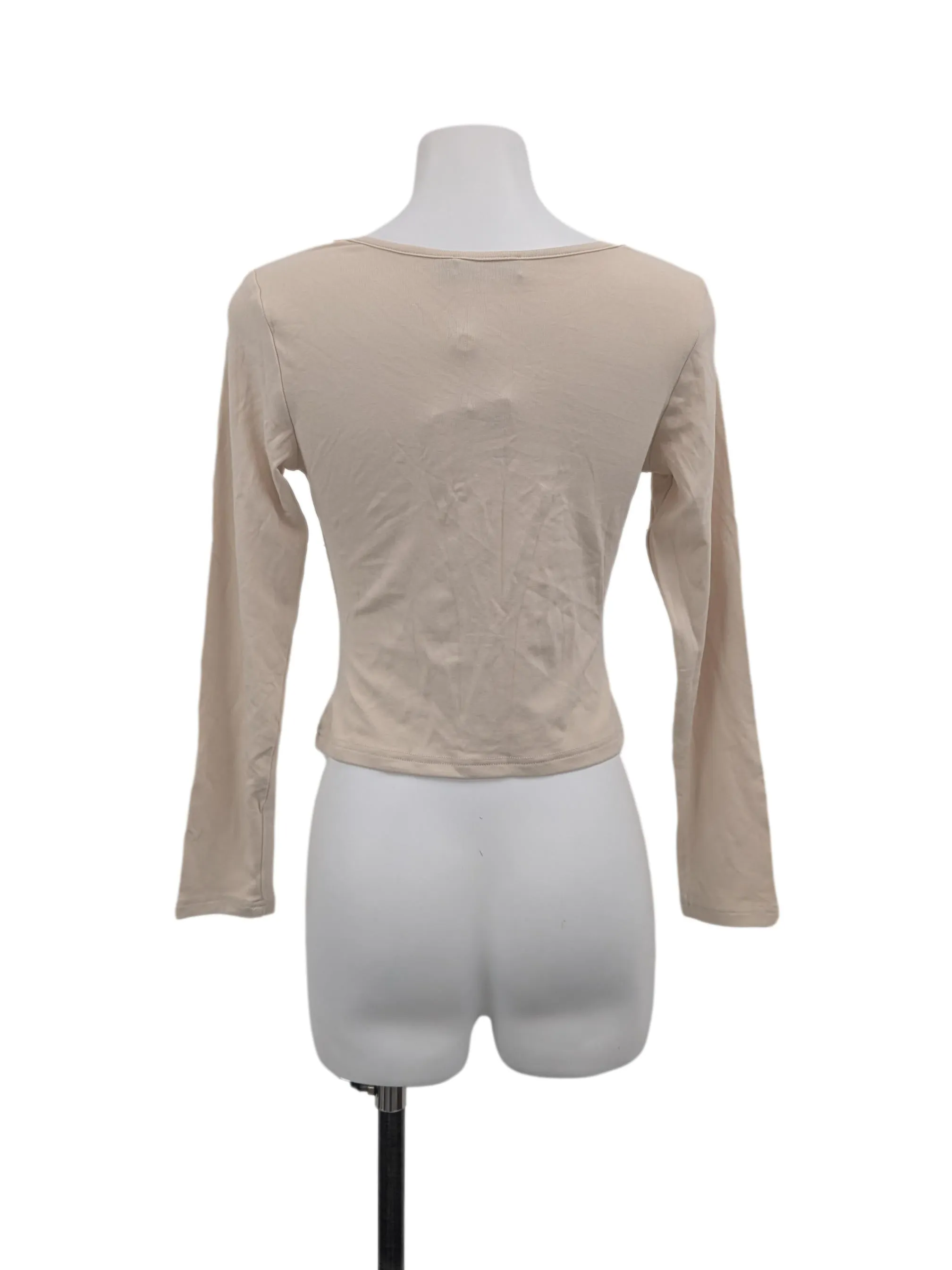 Beige V Neck Top