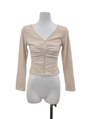 Beige V Neck Top