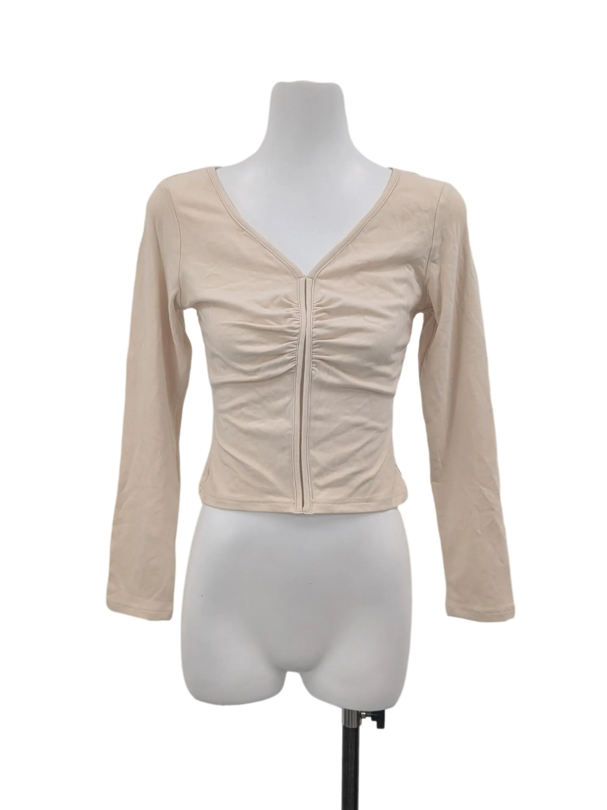 Beige V Neck Top