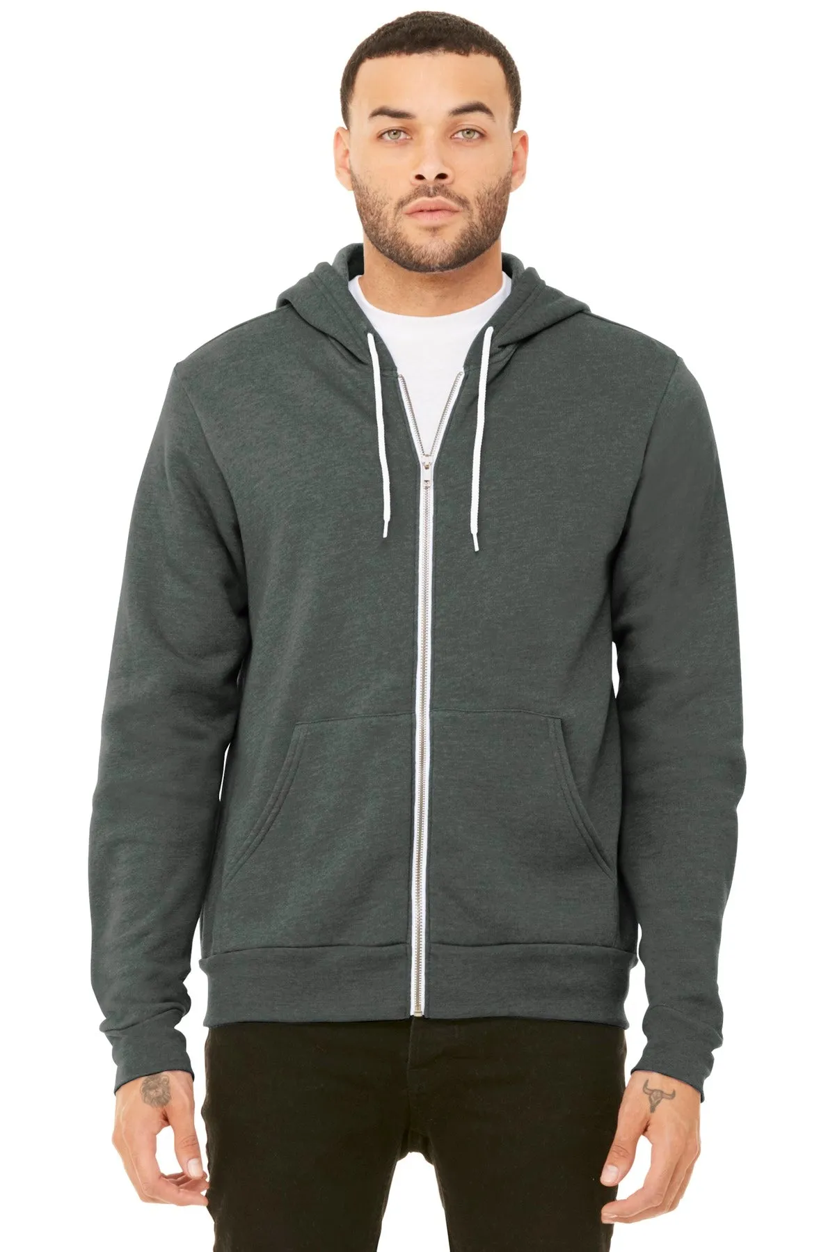 BELLA CANVAS  Unisex Sponge Fleece Full-Zip Hoodie. BC3739 Deep Heather