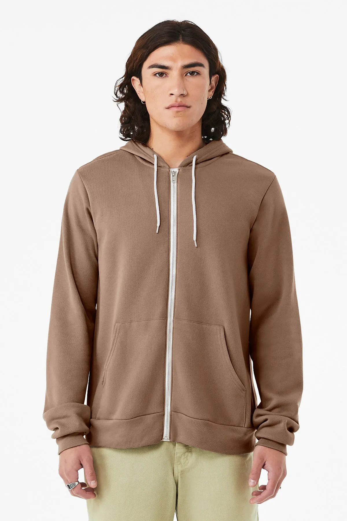 BELLA CANVAS  Unisex Sponge Fleece Full-Zip Hoodie. BC3739 Vintage Brown