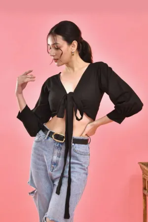 Black Crop Top Blouse