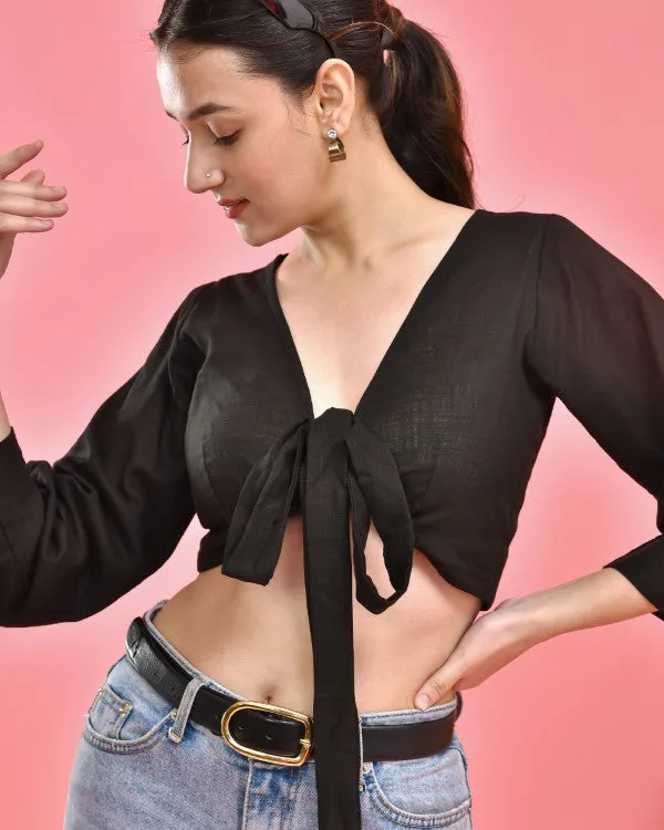 Black Crop Top Blouse